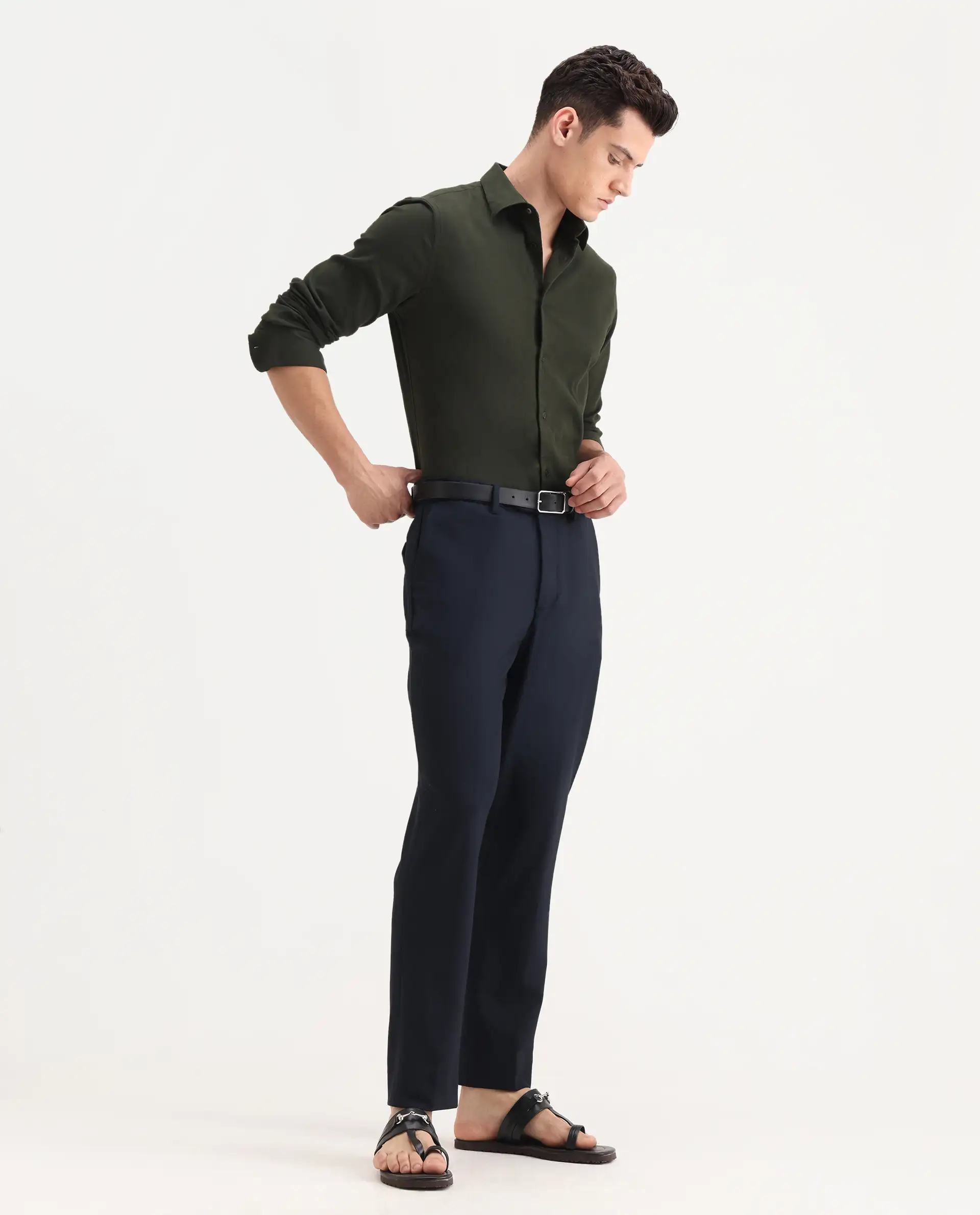 Rare Rabbit Men's Austin Beige Cotton Plain Relaxed Fit Trouser - Image 5