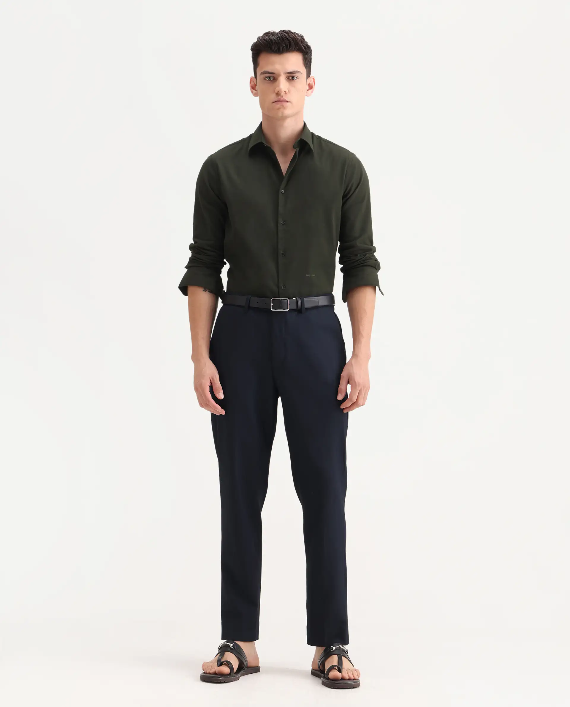 Rare Rabbit Men's Austin Beige Cotton Plain Relaxed Fit Trouser - Image 7