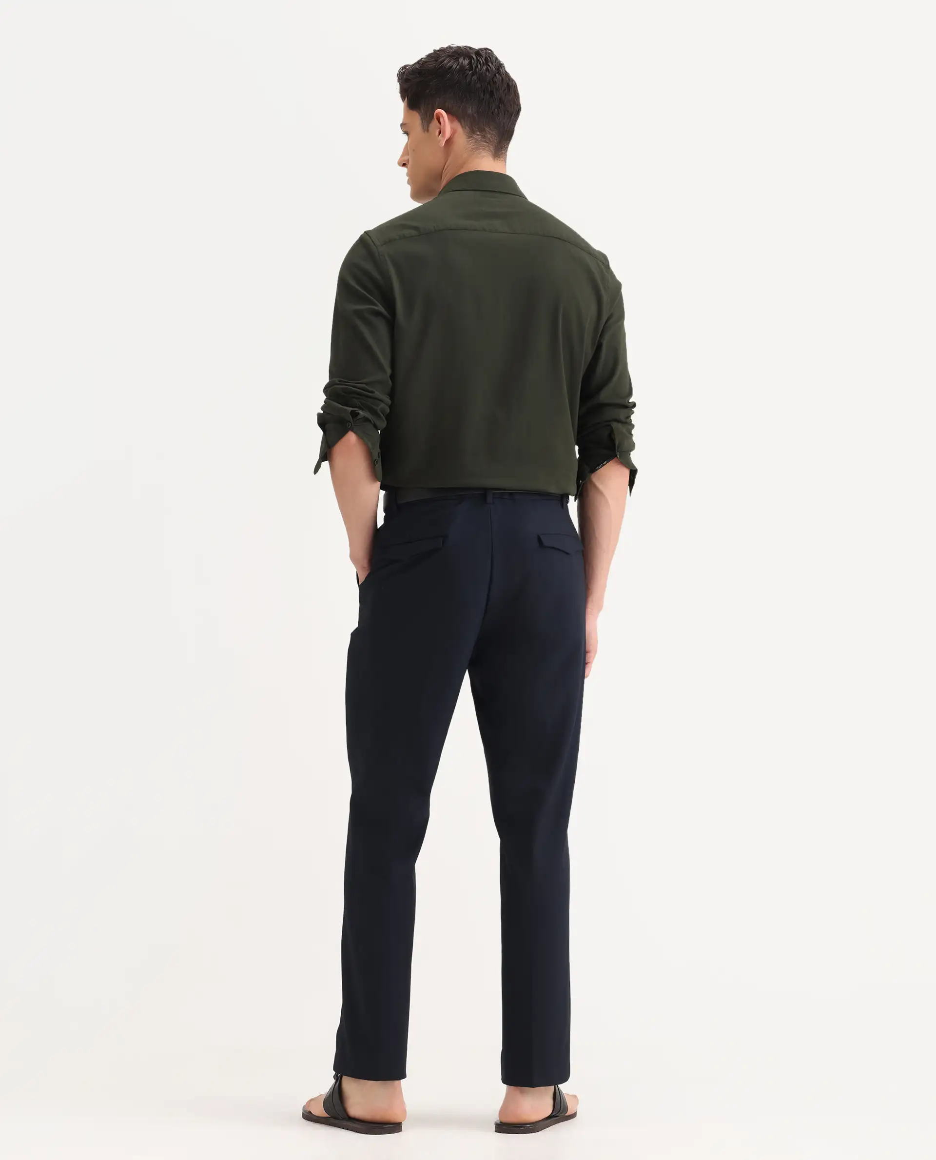 Rare Rabbit Men's Austin Beige Cotton Plain Relaxed Fit Trouser - Image 8