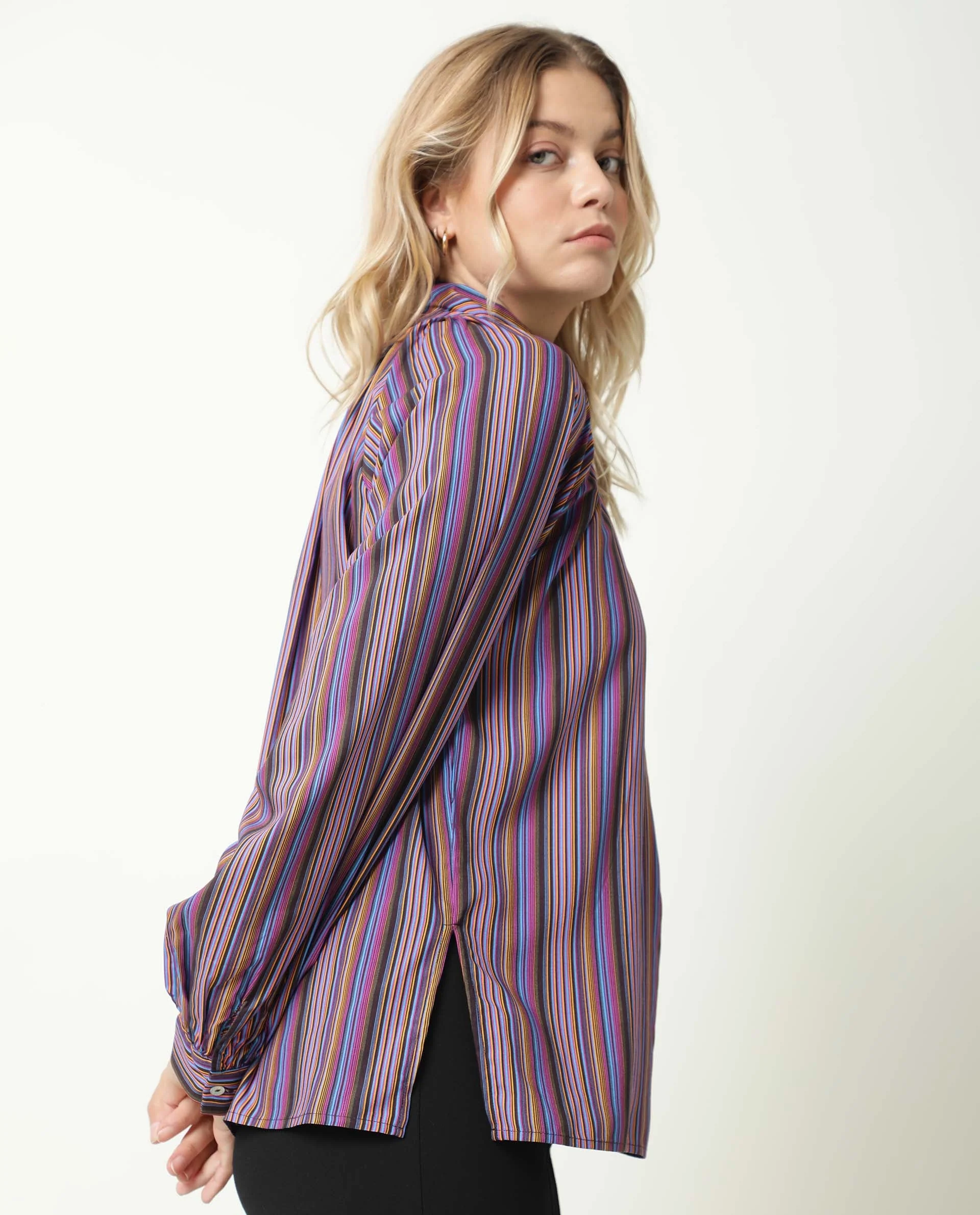 Rareism Women's Autumn Multi High Neck Striped Knee Length Regular Fit Top - Image 5
