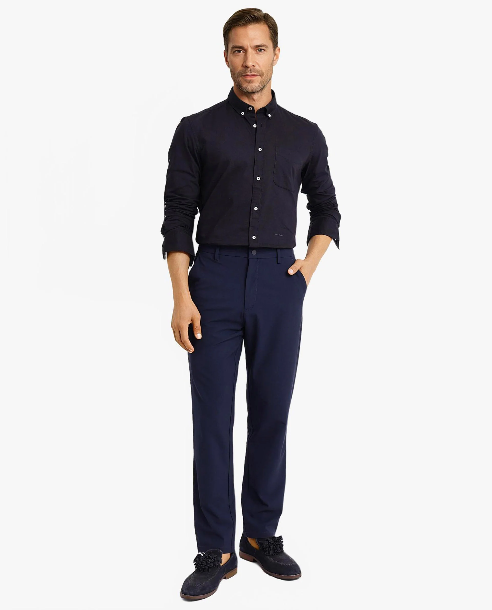 Rare Rabbit Men's Auxfo Black Cotton Plain Regular Fit Full Sleeve Button-Down Collar Shirt - Image 2