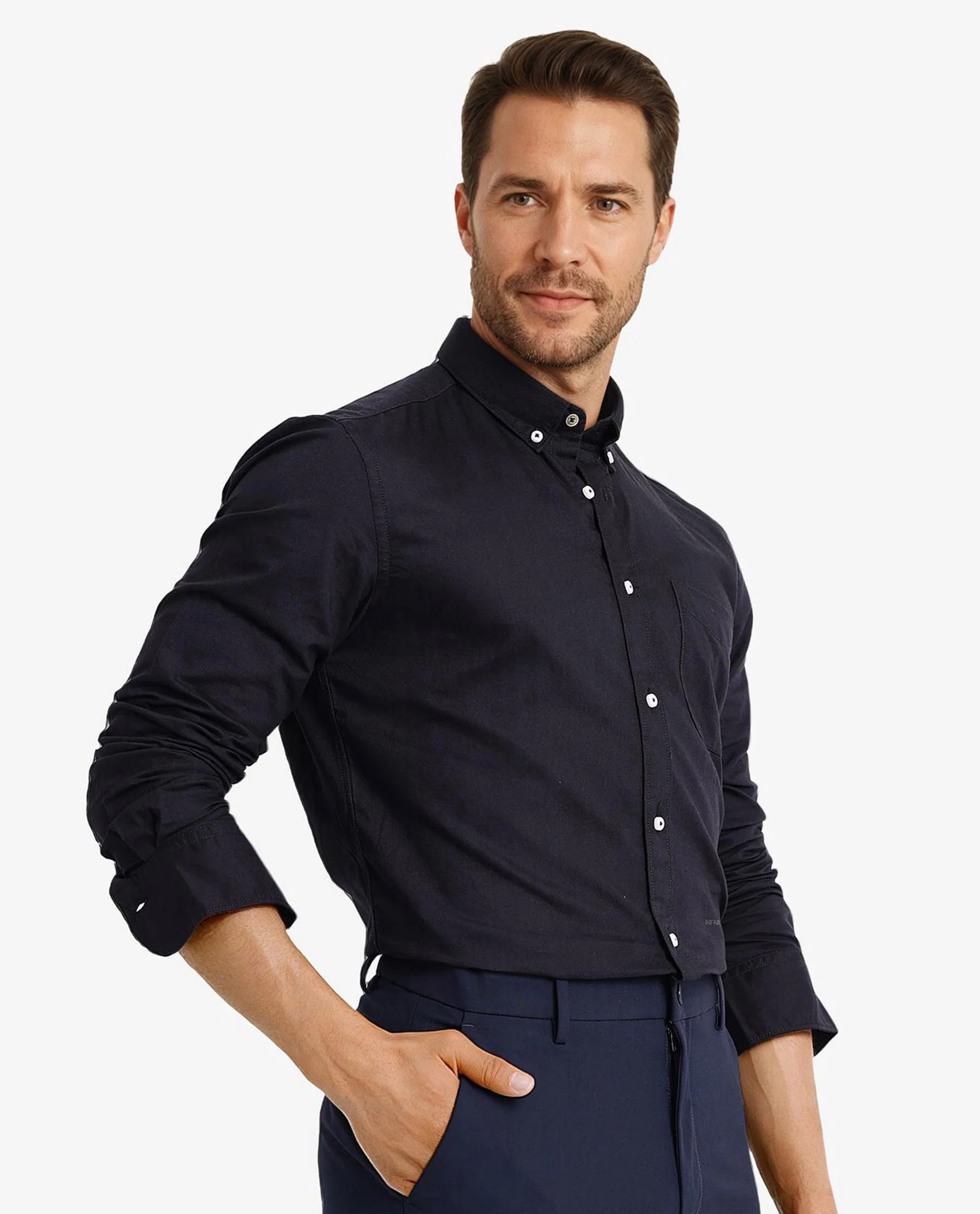 Rare Rabbit Men's Auxfo Black Cotton Plain Regular Fit Full Sleeve Button-Down Collar Shirt - Image 6