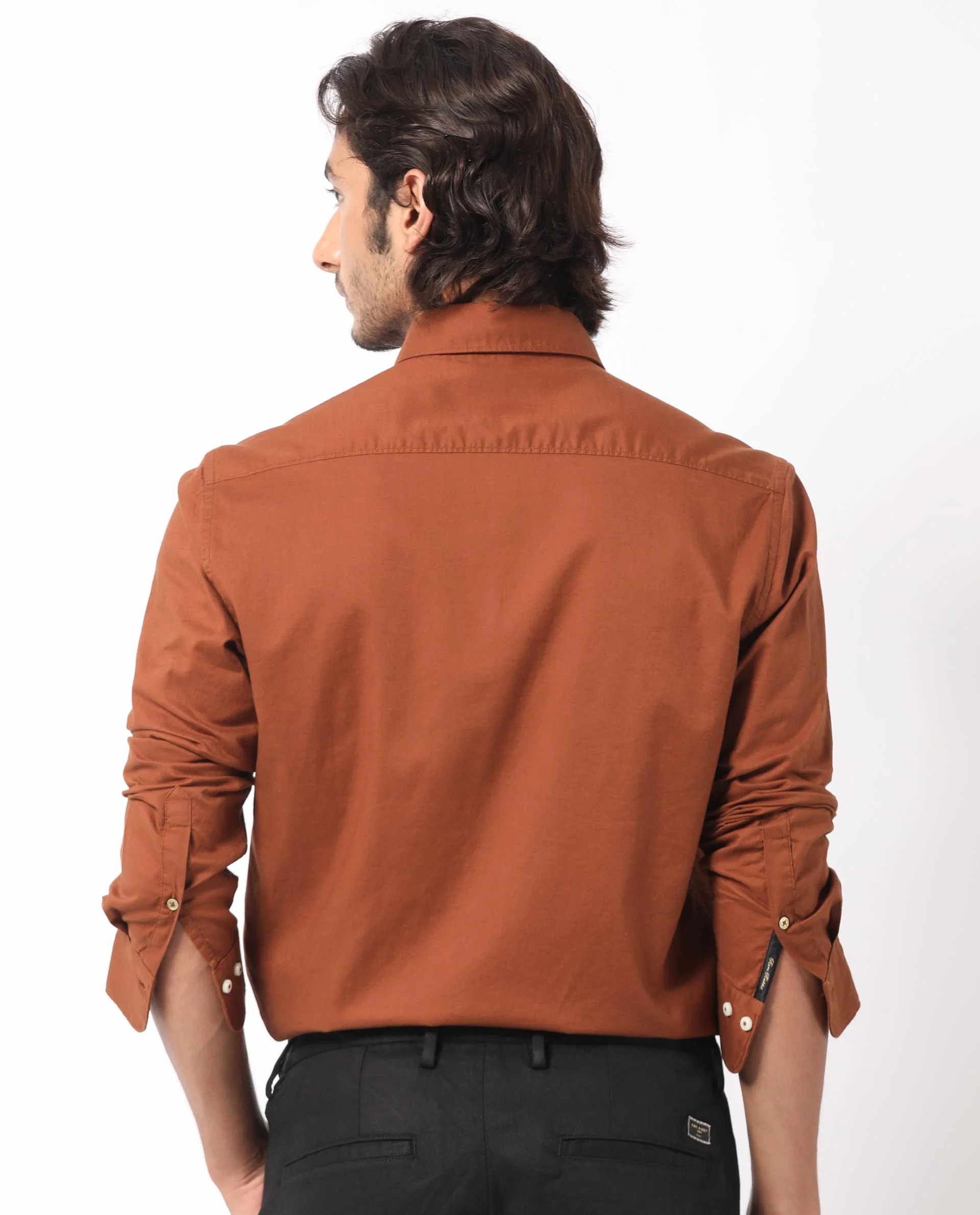 Rare Rabbit Men's Auxfo Brown Cotton Plain Regular Fit Full Sleeve Button-Down Collar Shirt - Image 9