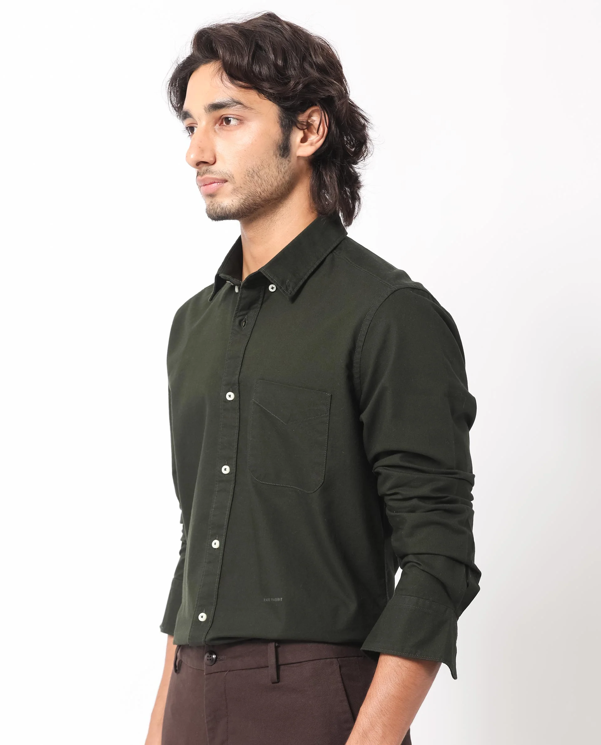 Rare Rabbit Men's Auxfo Dark Green Cotton Plain Regular Fit Full Sleeve Button-Down Collar Shirt - Image 8