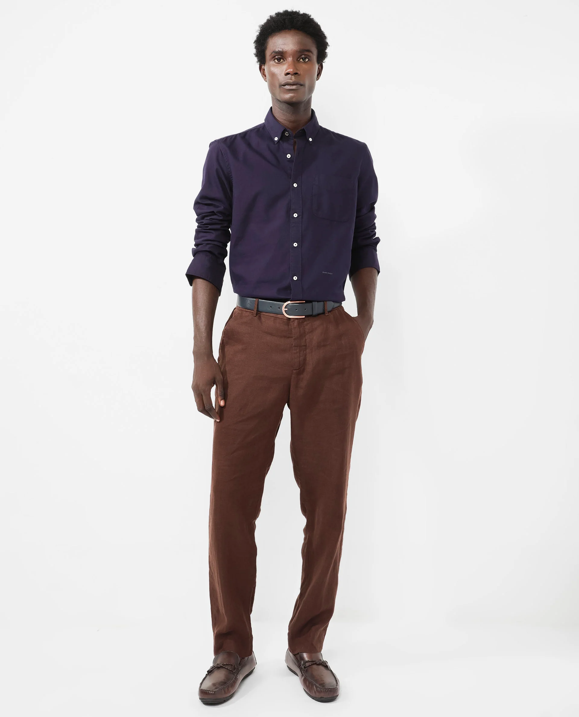 Rare Rabbit Men's Auxfo Dark Purple Cotton Plain Regular Fit Full Sleeve Button-Down Collar Shirt - Image 2