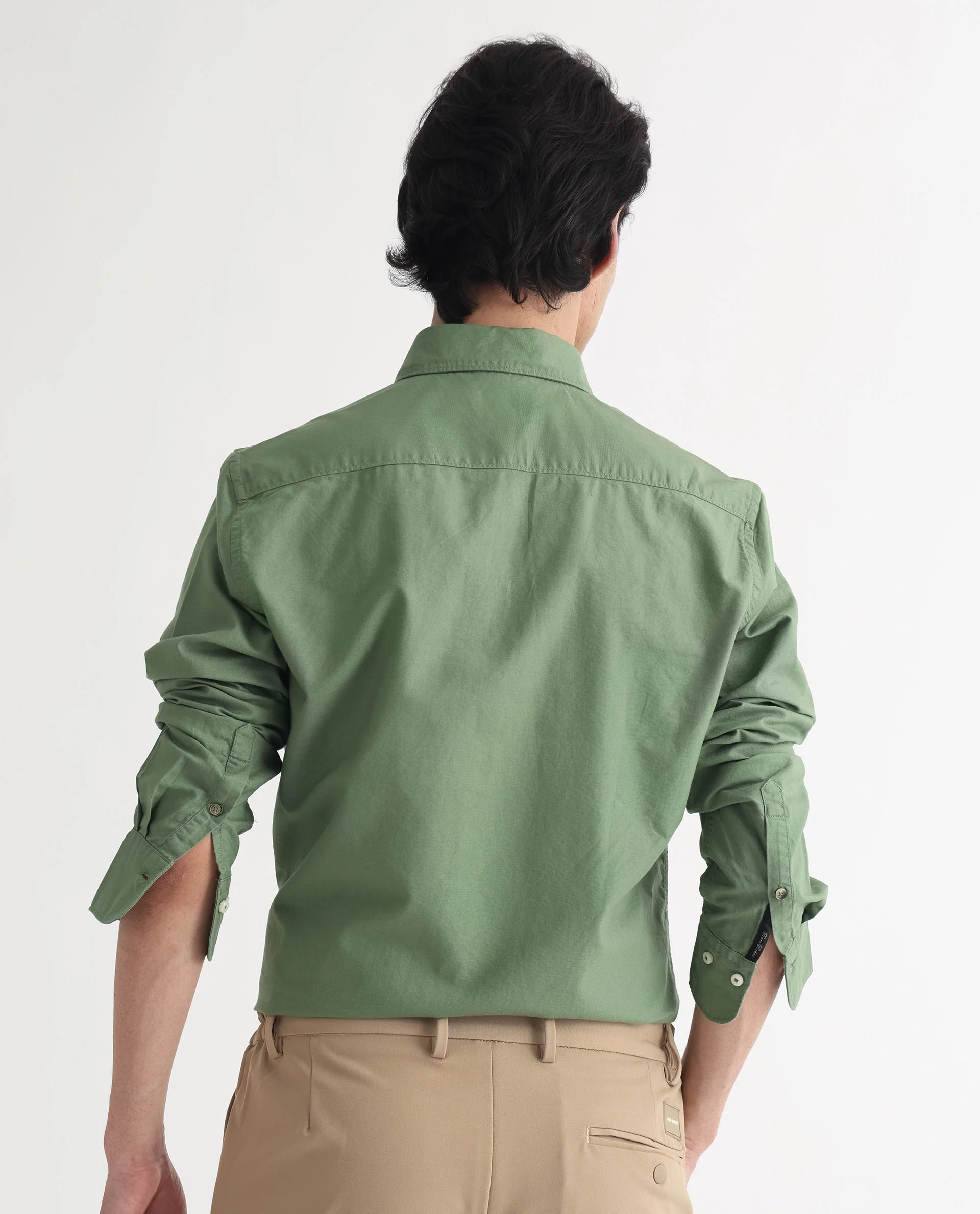 Rare Rabbit Men's Auxfo Green Cotton Plain Regular Fit Full Sleeve Button-Down Collar Shirt - Image 7