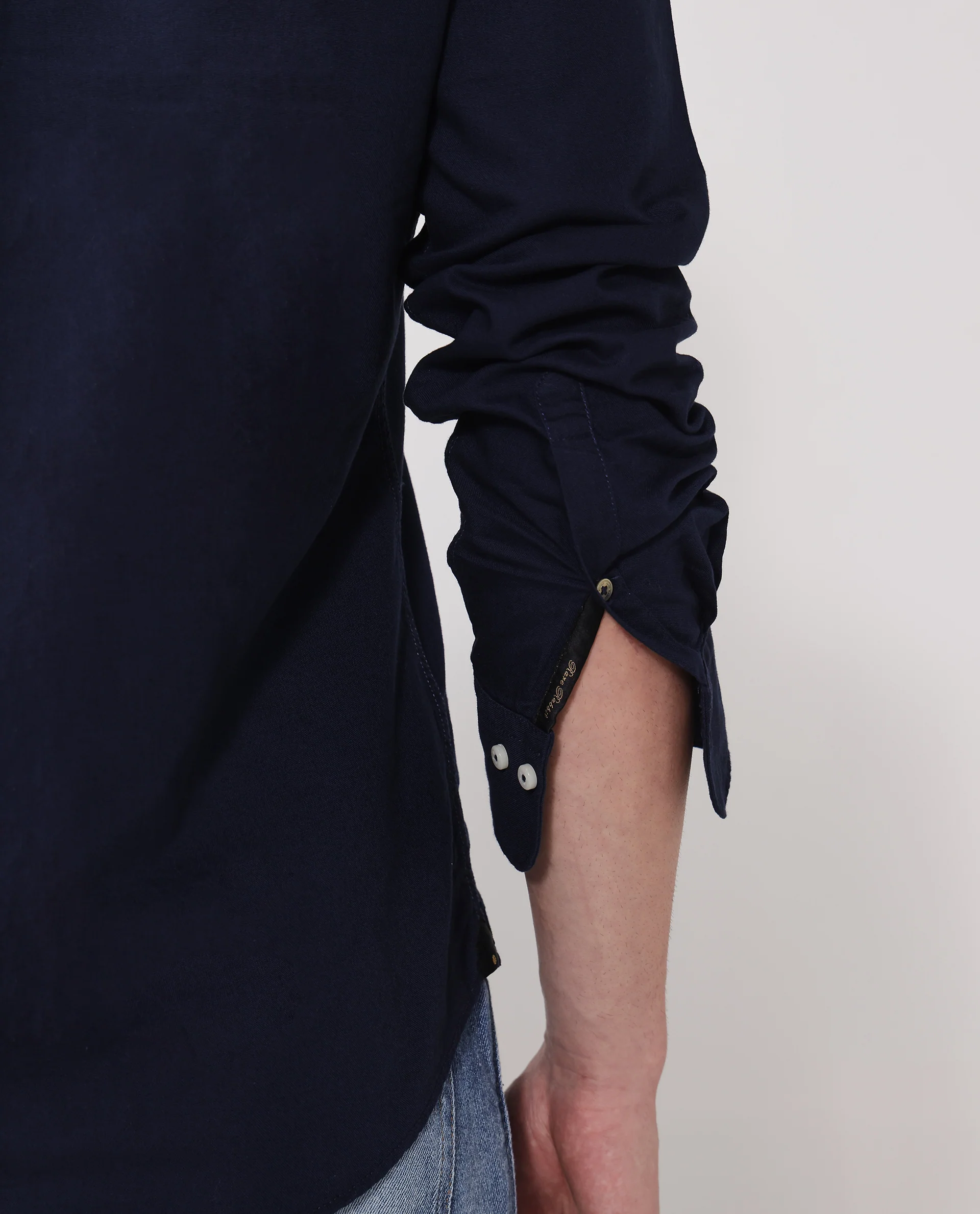 Rare Rabbit Men's Auxfo Navy Cotton Plain Regular Fit Full Sleeve Button-Down Collar Shirt - Image 7