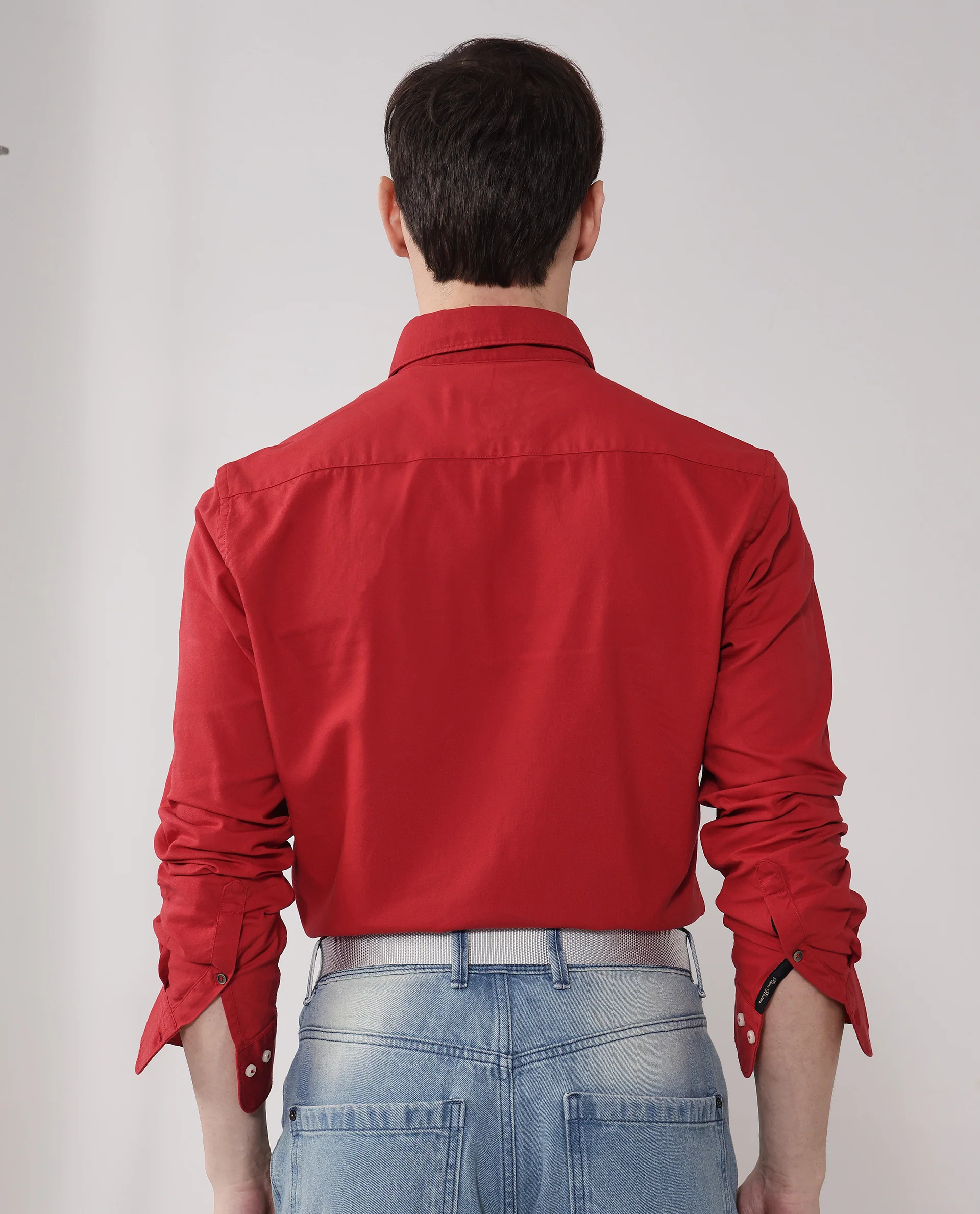 Rare Rabbit Men's Auxfo Red Cotton Plain Regular Fit Full Sleeve Button-Down Collar Shirt - Image 4