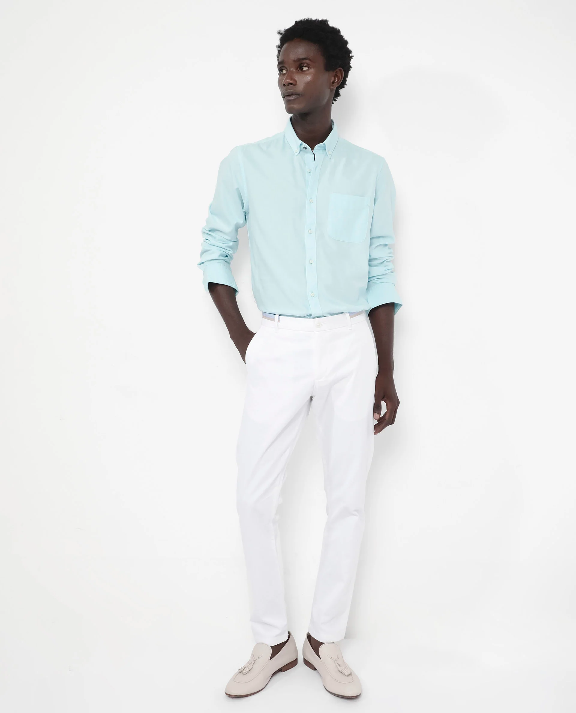 Rare Rabbit Men's Auxfo Turq Cotton Plain Regular Fit Full Sleeve Collared Shirt - Image 2