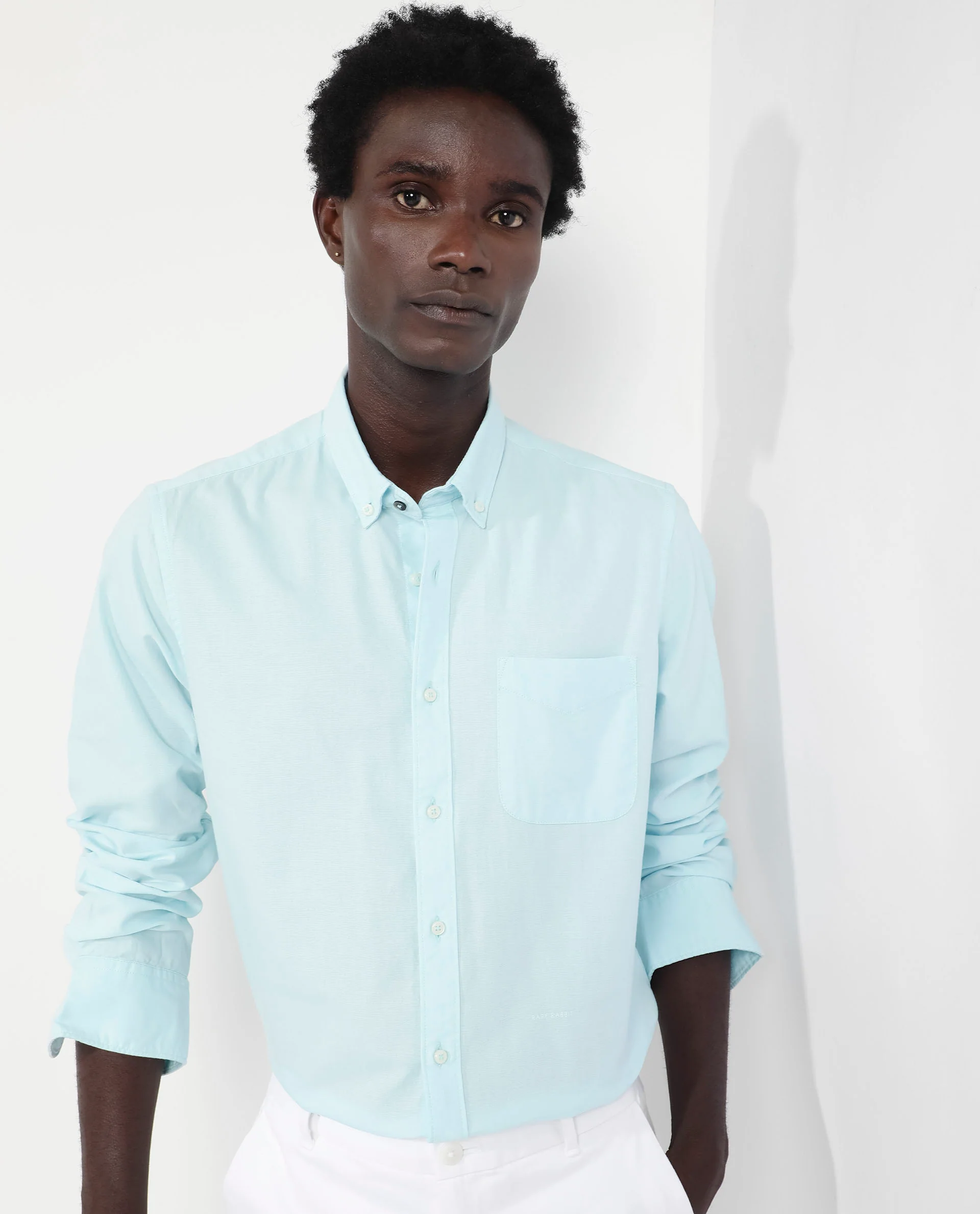 Rare Rabbit Men's Auxfo Turq Cotton Plain Regular Fit Full Sleeve Collared Shirt - Image 5