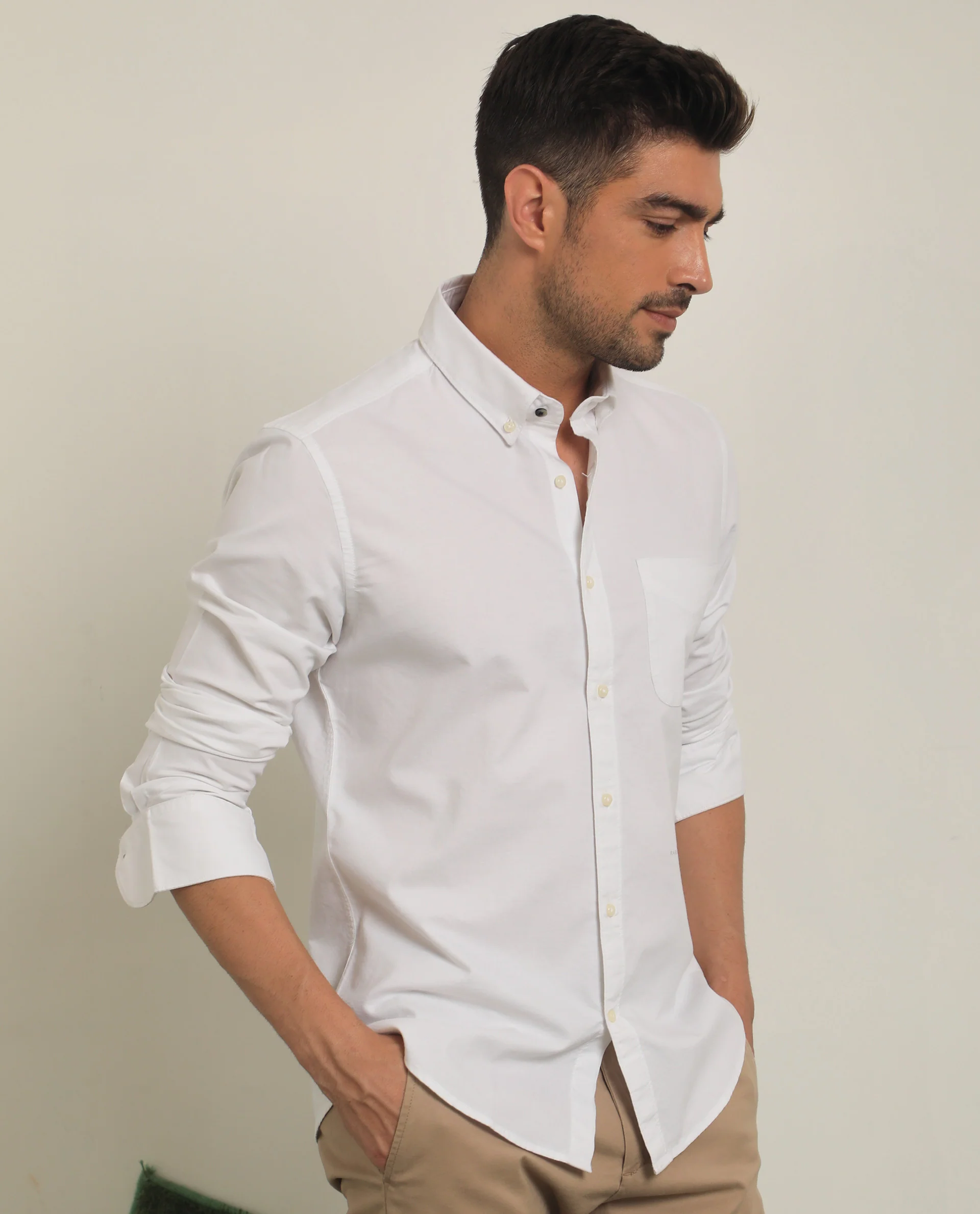 Rare Rabbit Men's Auxfo White Cotton Plain Regular Fit Full Sleeve Collared Shirt - Image 5