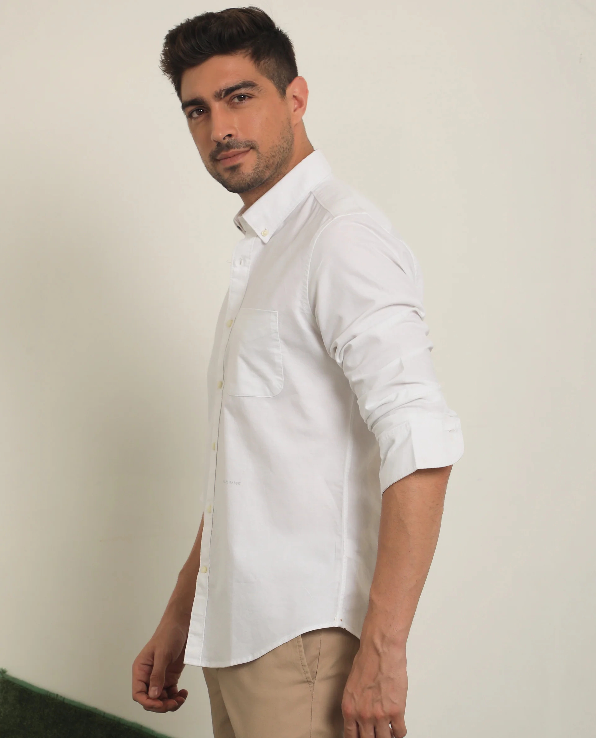 Rare Rabbit Men's Auxfo White Cotton Plain Regular Fit Full Sleeve Collared Shirt - Image 6