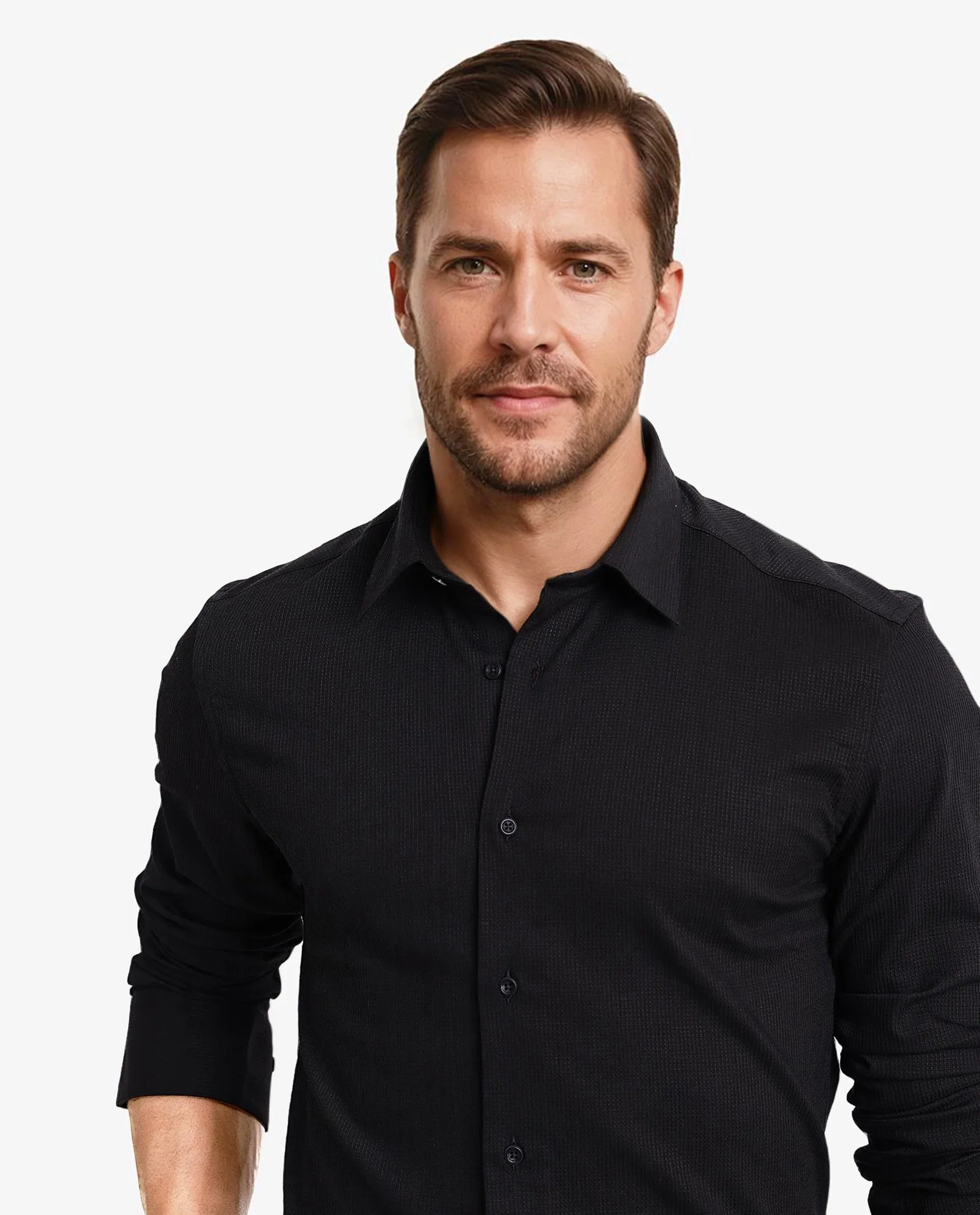 Rare Rabbit Men's Auxon Black Cotton Textured Regular Fit Full Sleeve Collared Shirt - Image 7