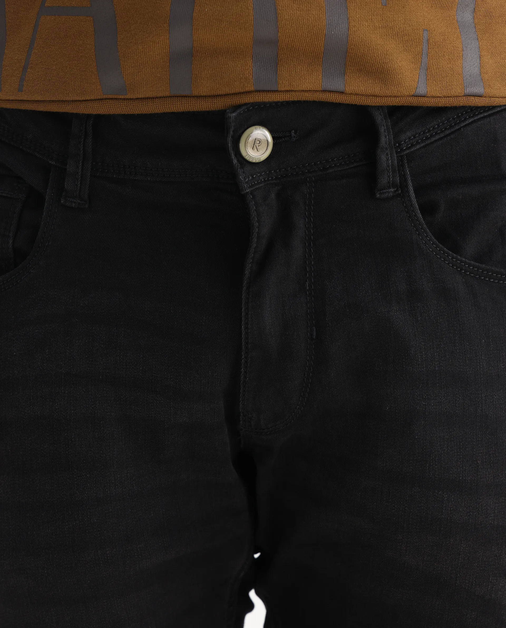 Rare Rabbit Men's Avenue Black Cotton Plain Hawk Slim Fit Jeans - Image 5