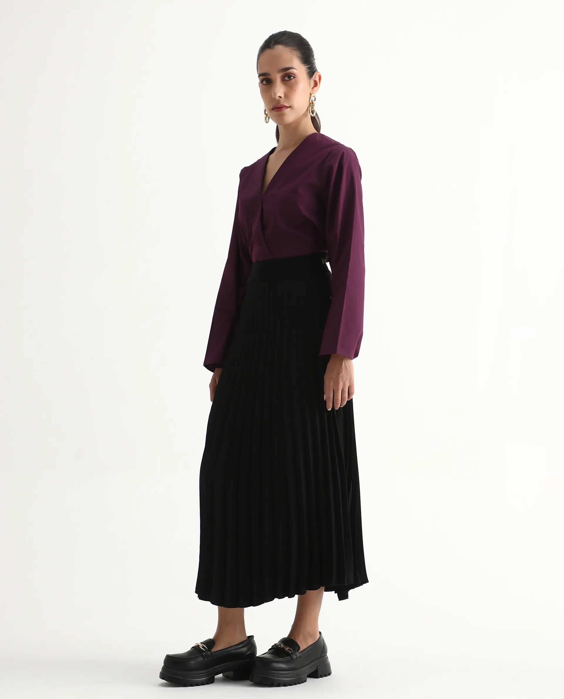Rareism Women's Avid Black Polyester Flared Skirt - Image 4