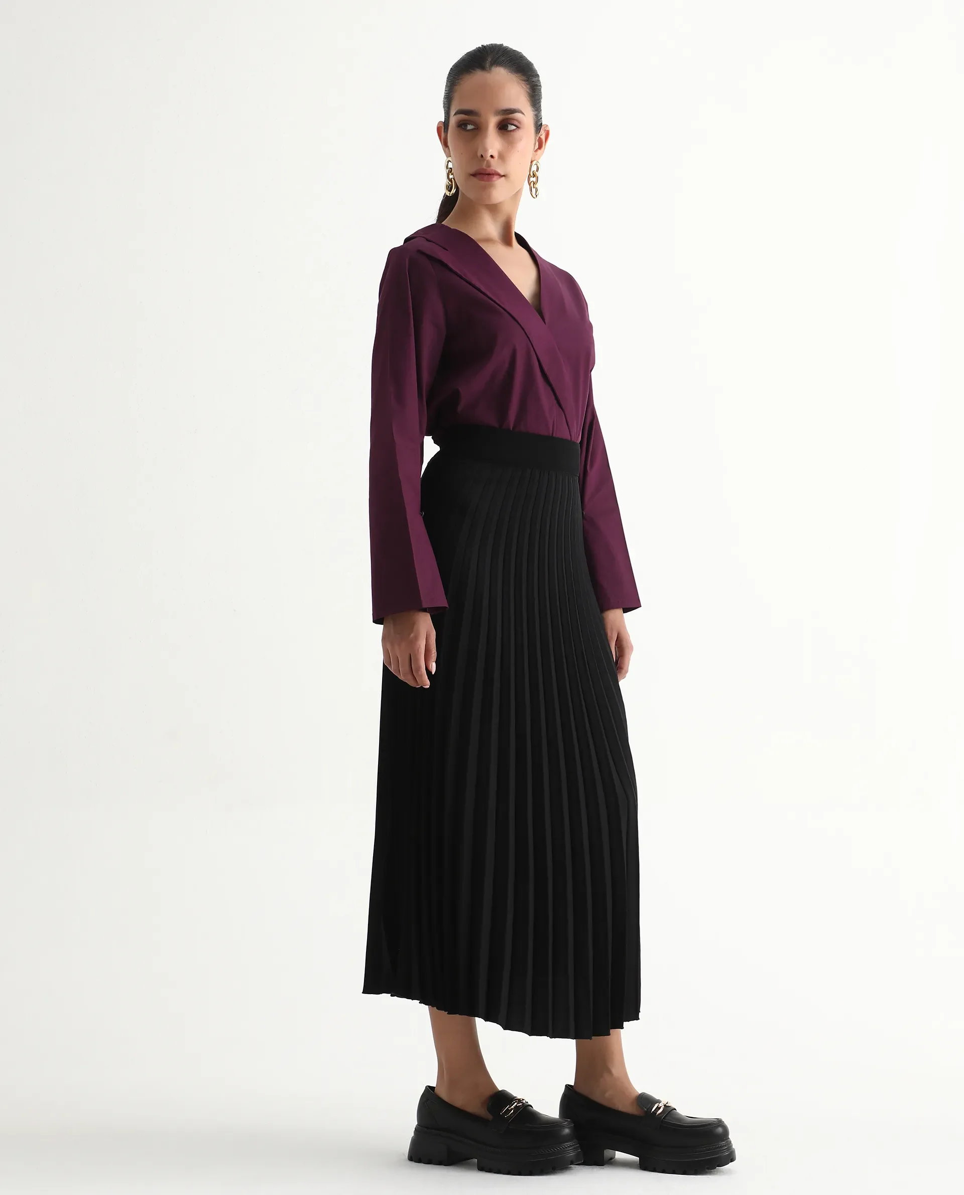Rareism Women's Avid Black Polyester Flared Skirt - Image 5