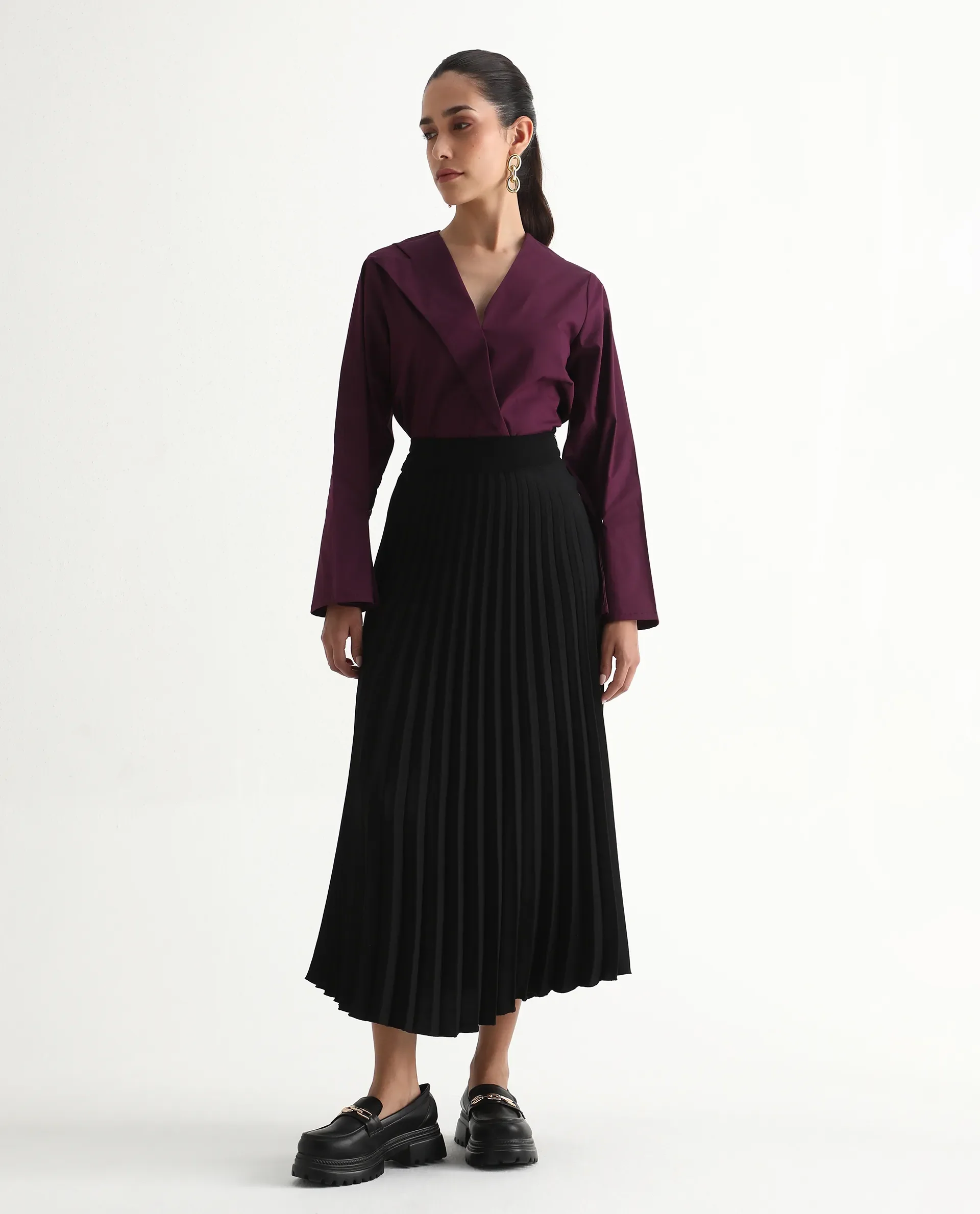 Rareism Women's Avid Black Polyester Flared Skirt - Image 6