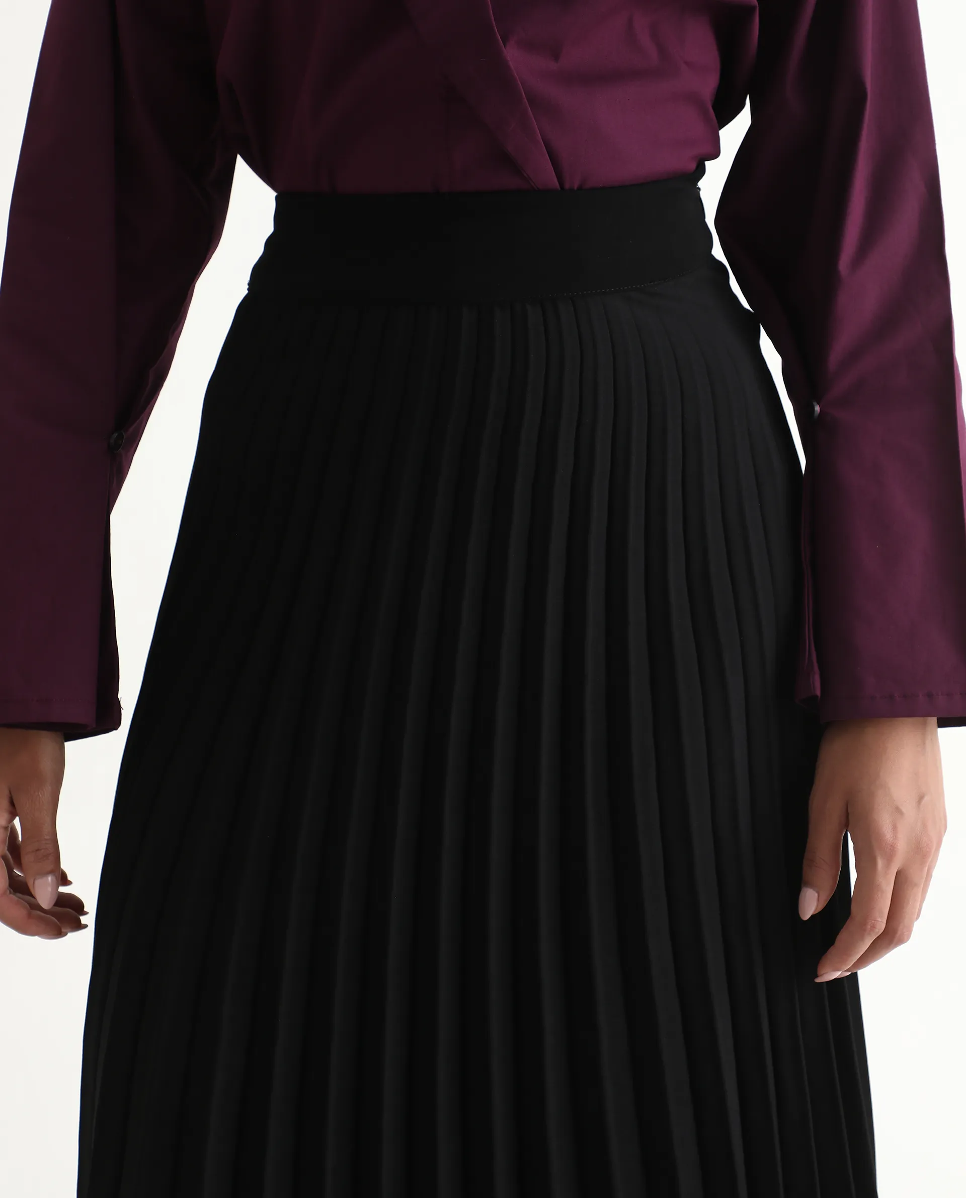 Rareism Women's Avid Black Polyester Flared Skirt - Image 7