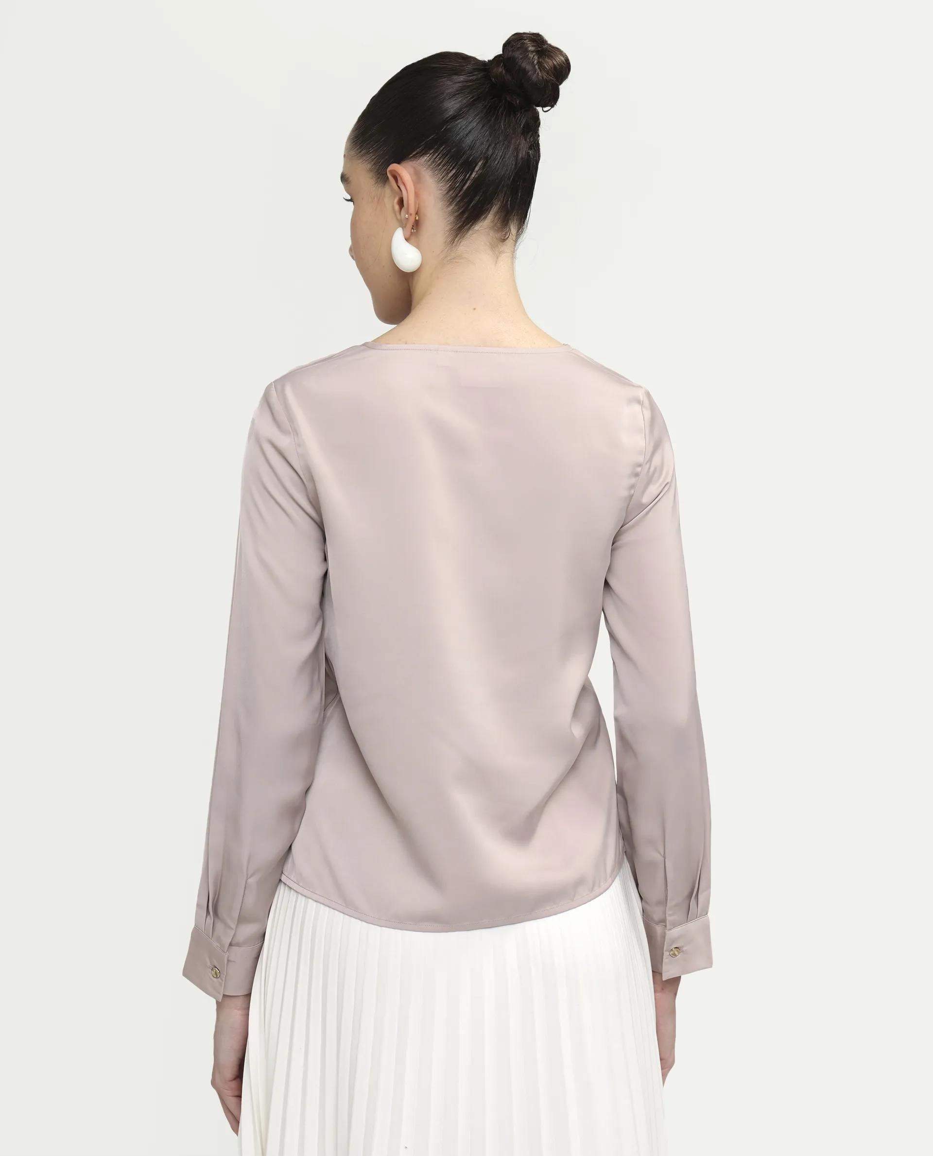 Rareism Women's Avier Dusky Pink Polyester Full Sleeve Cowl Neck Regular Fit Plain Top - Image 7
