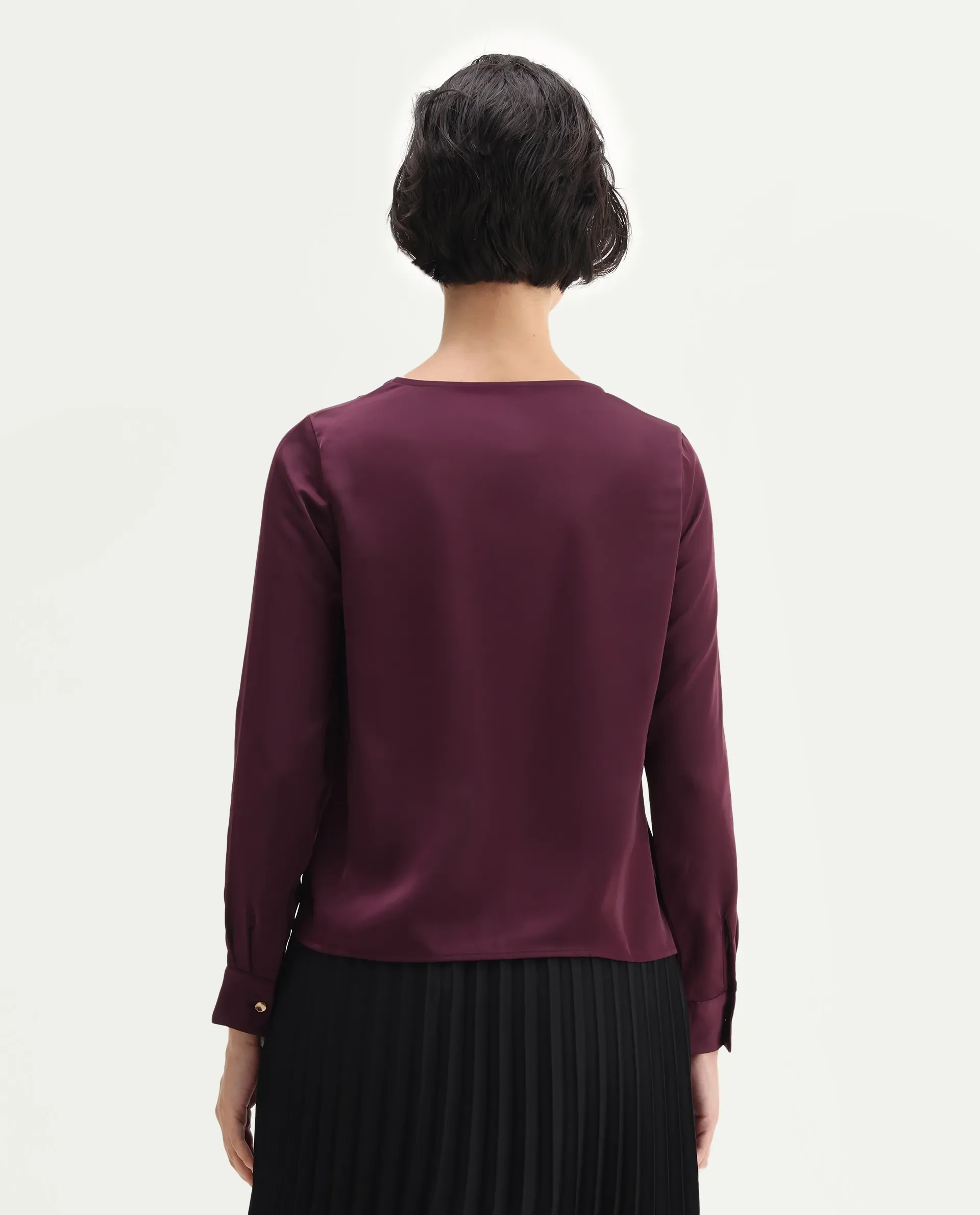 Rareism Women's Avier Maroon Polyester Cowl Neck Regular Fit Plain Top - Image 8