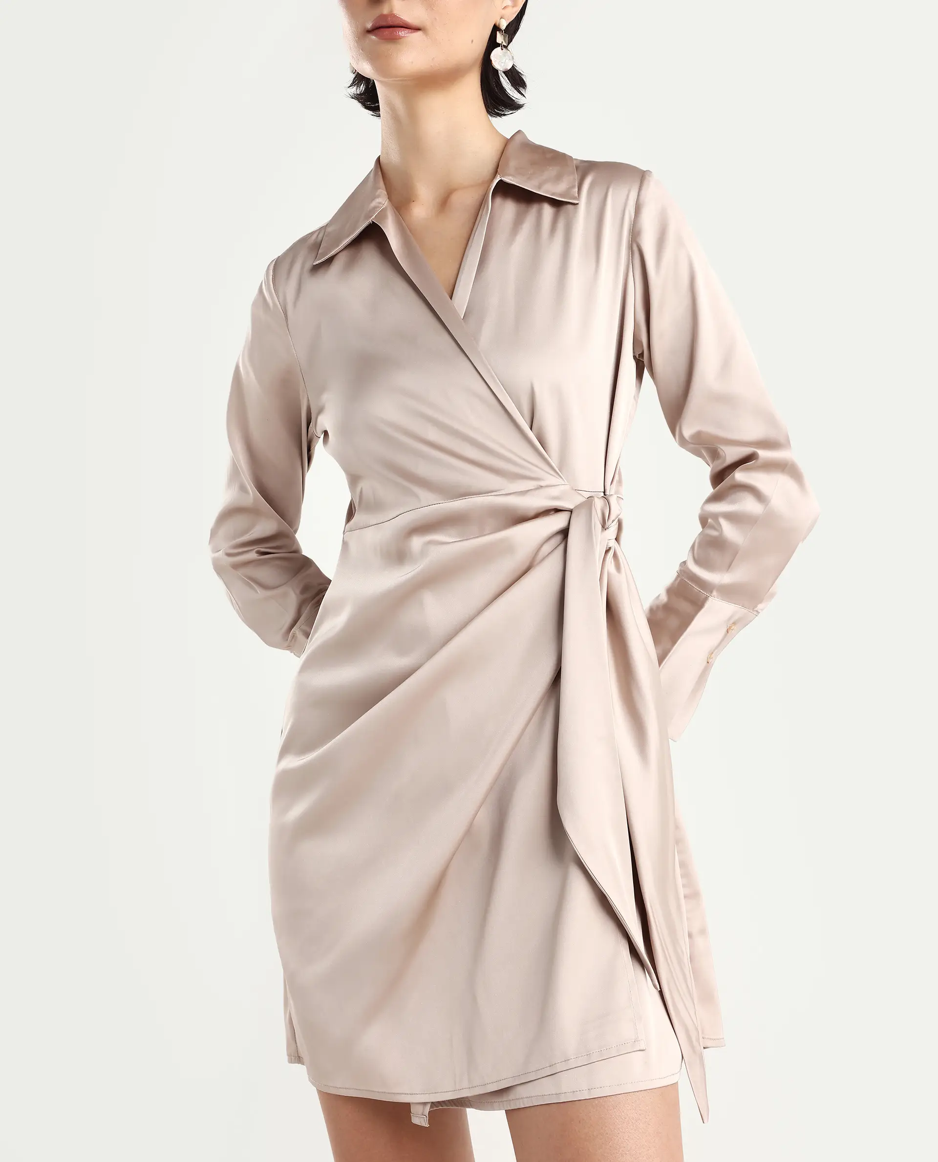 Rareism Women's Avigin Beige Polyester Fitted Mini Dress - Image 4