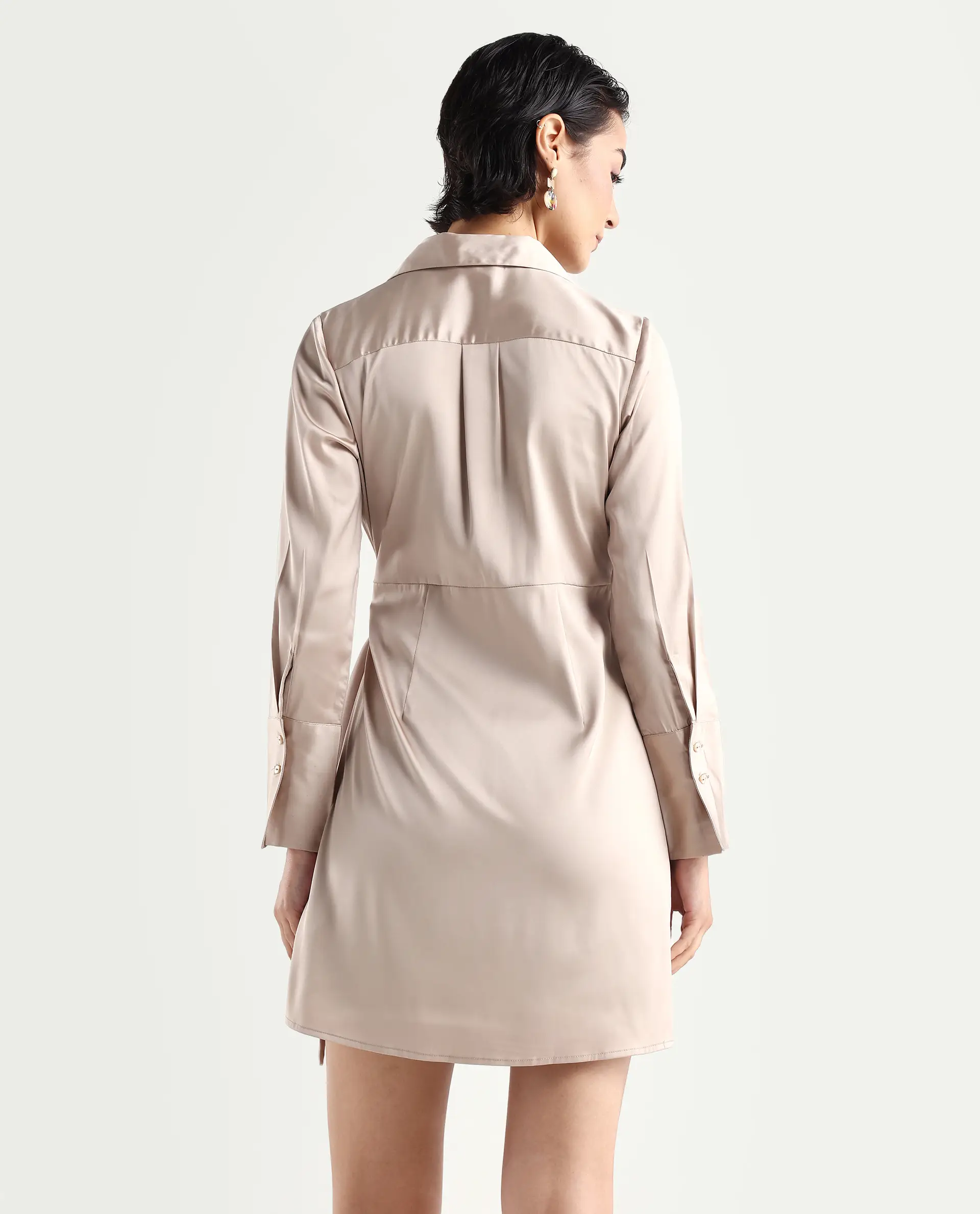 Rareism Women's Avigin Beige Polyester Fitted Mini Dress - Image 8
