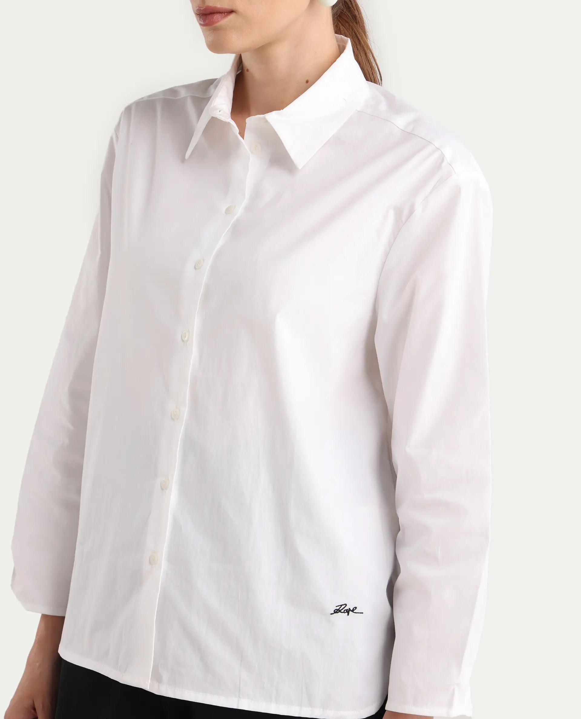 Rareism Women's Avilon Pastel White Cotton Blend Spread Collar Boxy Plain Shirt - Image 6