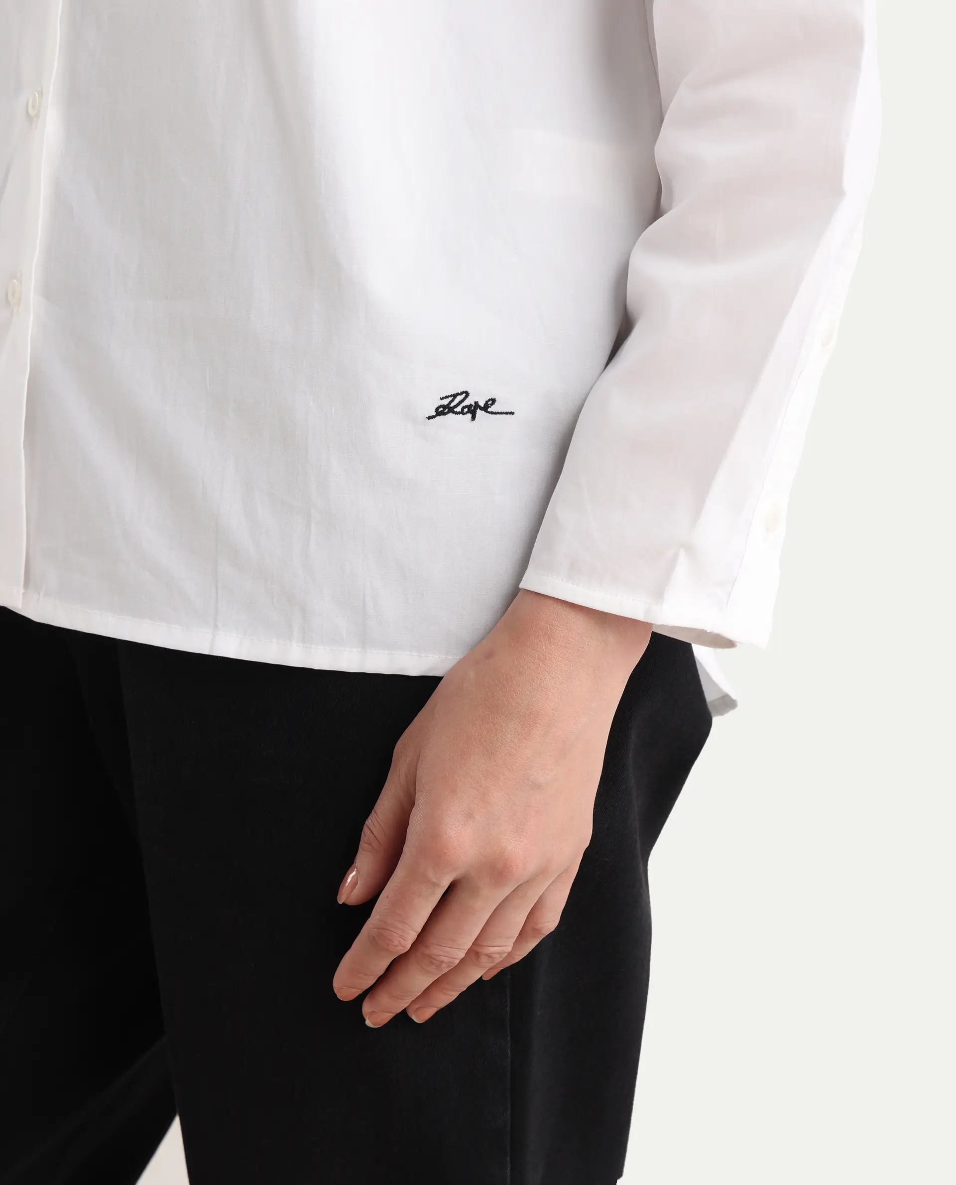 Rareism Women's Avilon Pastel White Cotton Blend Spread Collar Boxy Plain Shirt - Image 7