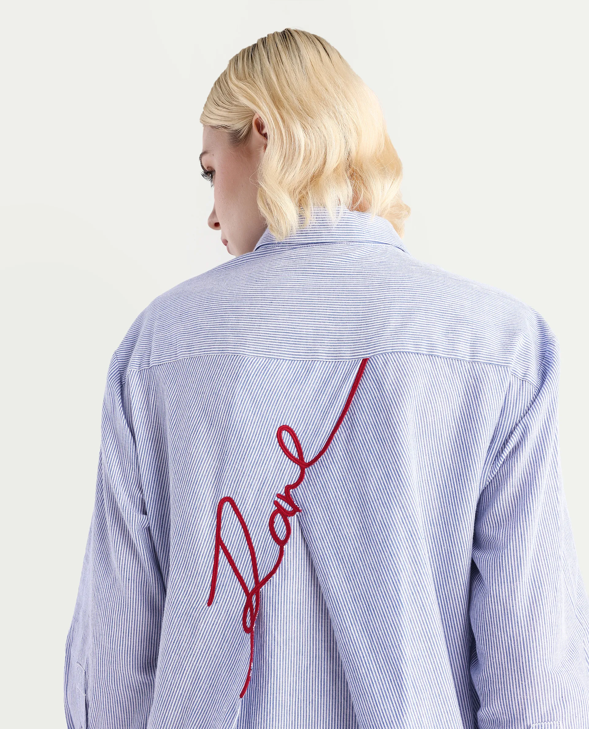 Rareism Women's Avilony Light Blue Cotton Spread Collar Boxy Fit Shirt - Image 4