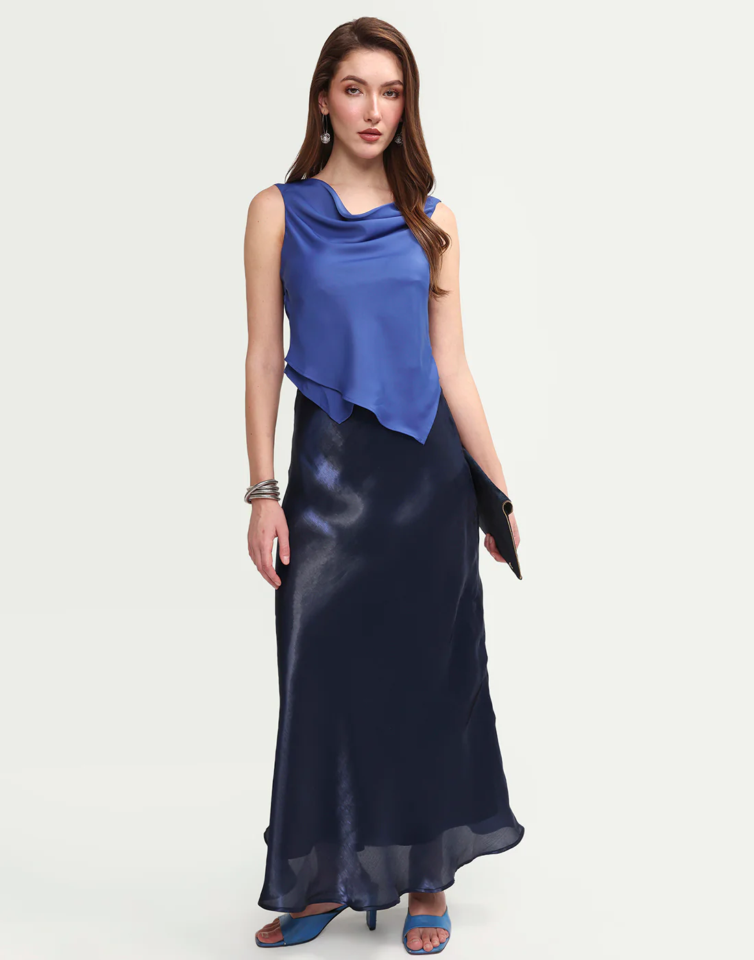 Rareism Women's Avini Blue Polyester Sleeveless Fitted Plain Top - Image 2