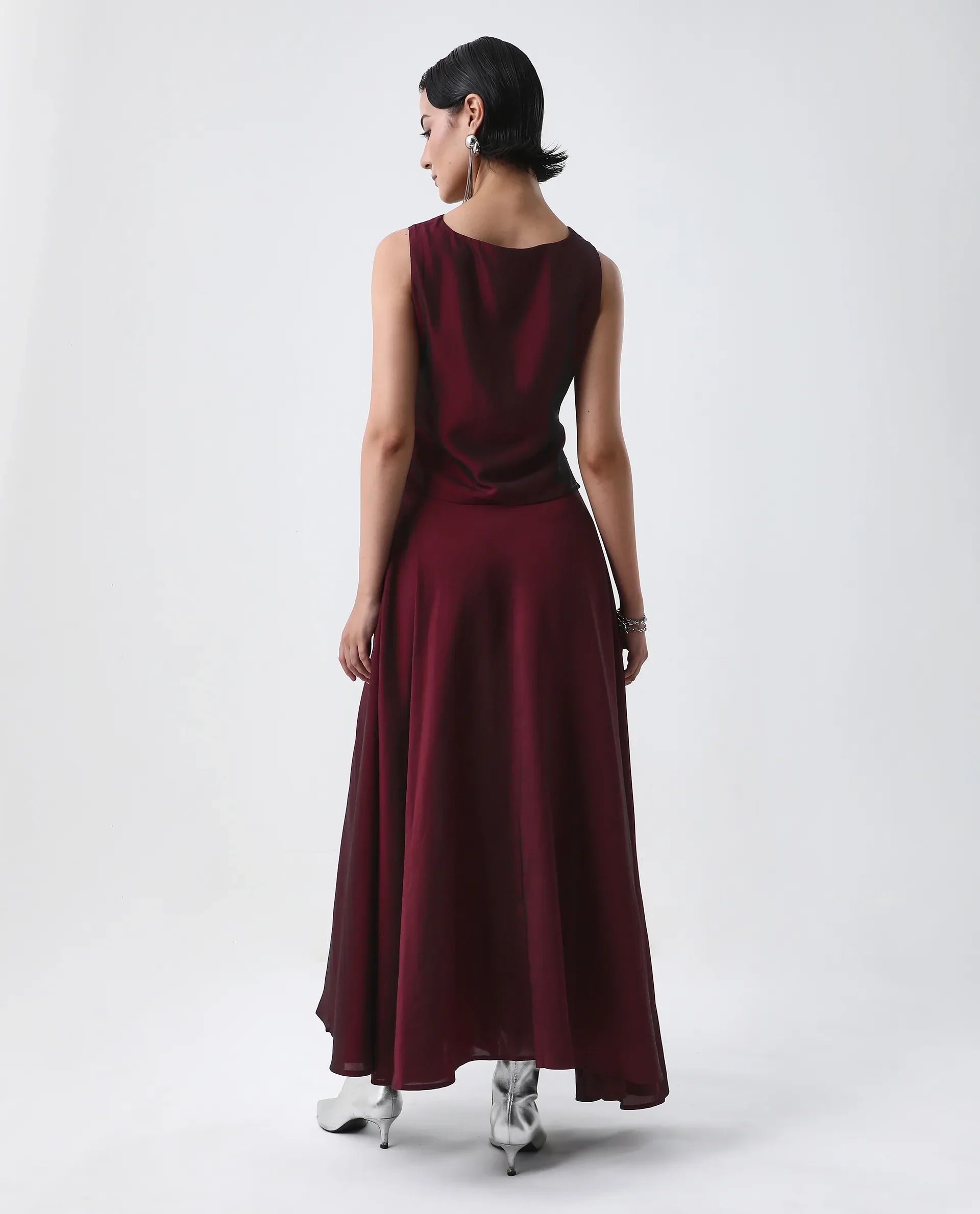 Rareism Women's Avinij B Maroon Polyester Flared Skirt - Image 10