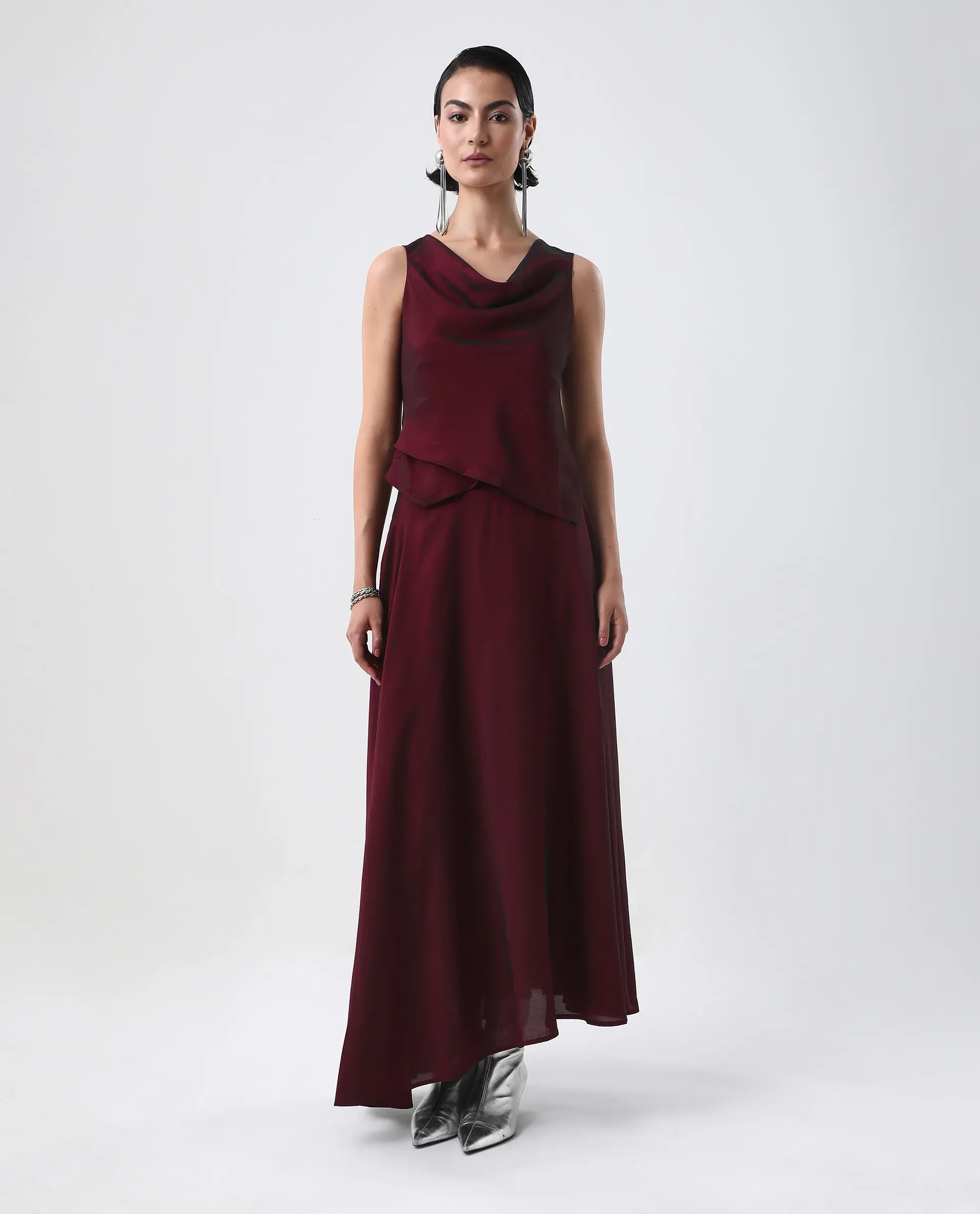 Rareism Women's Avinij B Maroon Polyester Flared Skirt - Image 2
