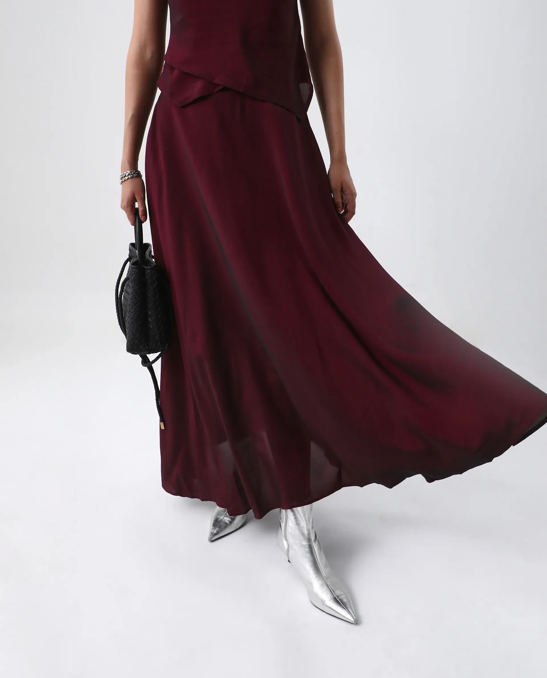 Rareism Women's Avinij B Maroon Polyester Flared Skirt - Image 4