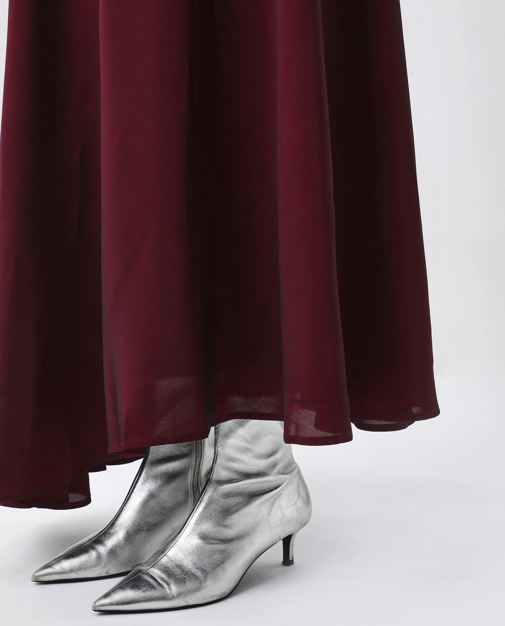 Rareism Women's Avinij B Maroon Polyester Flared Skirt - Image 7