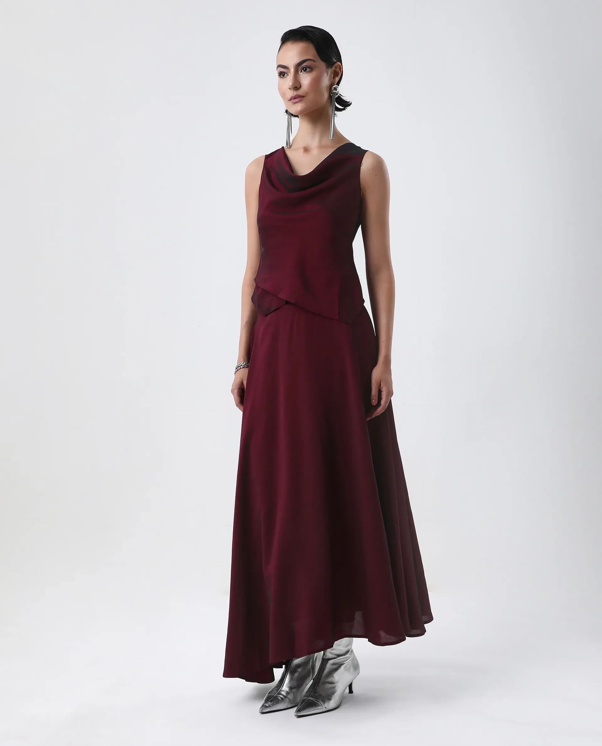 Rareism Women's Avinij B Maroon Polyester Flared Skirt - Image 8