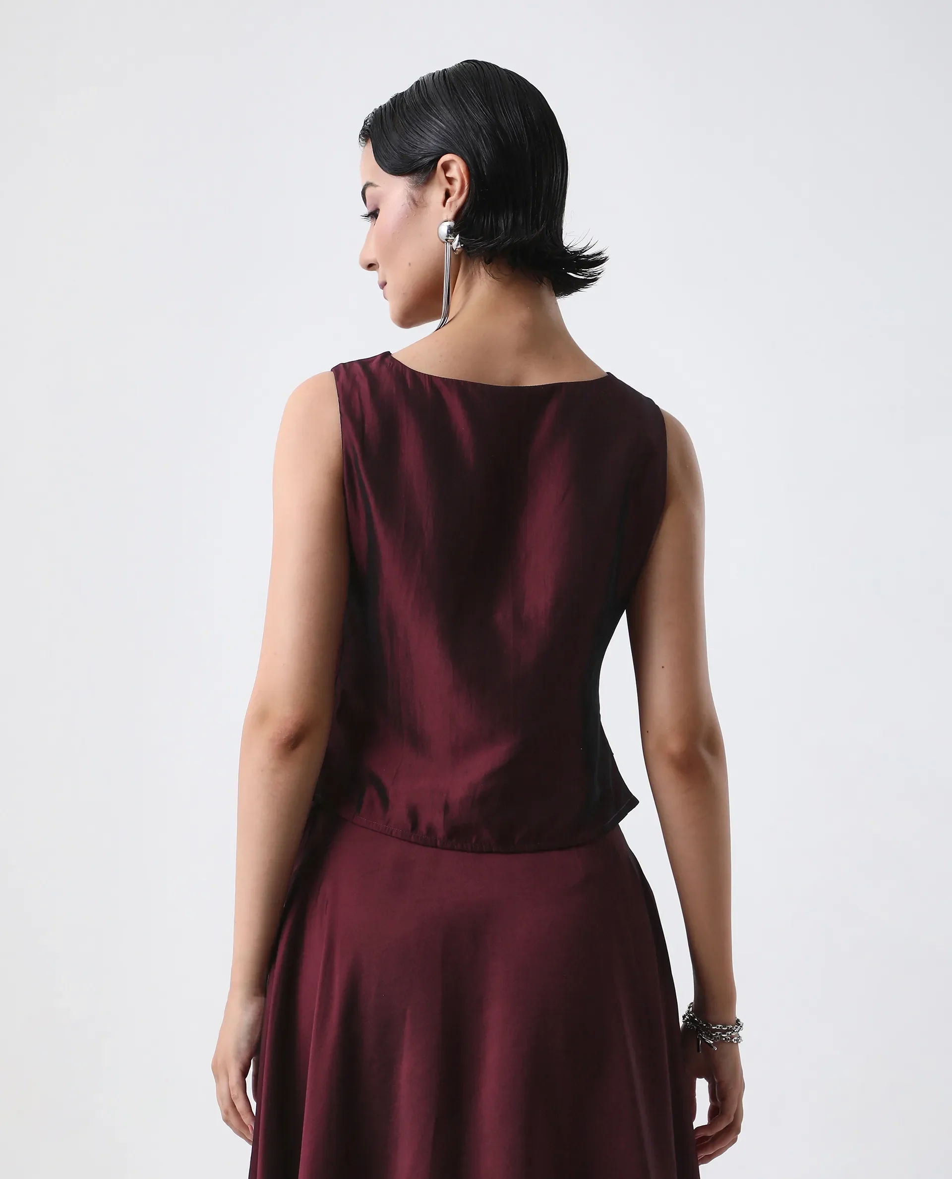 Rareism Women's Avnij T Maroon Polyester Cowl Top - Image 9