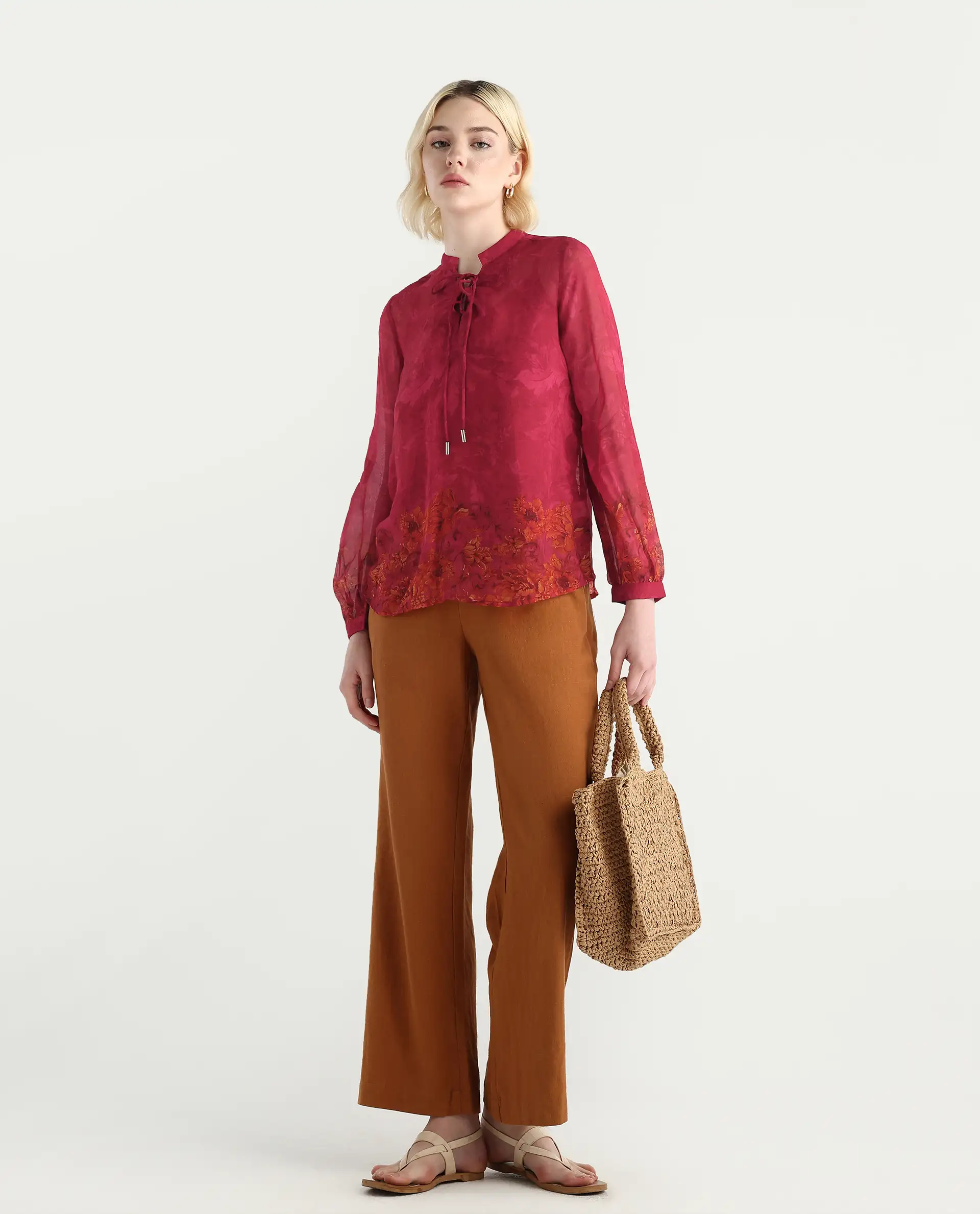 Rareism Women's Avint Pink Viscose Crew Neck Regular Fit Top - Image 2