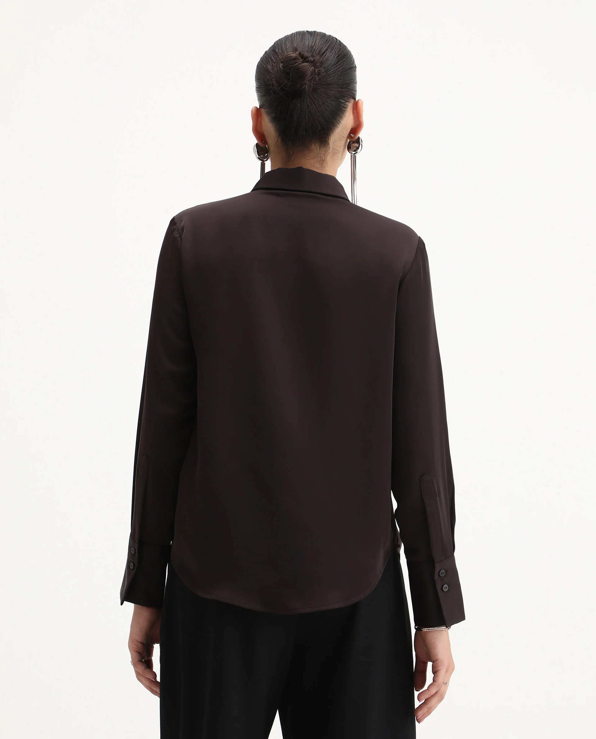Rareism Women's Aviol Brown Polyester Collared Neck Regular Fit Shirt - Image 8