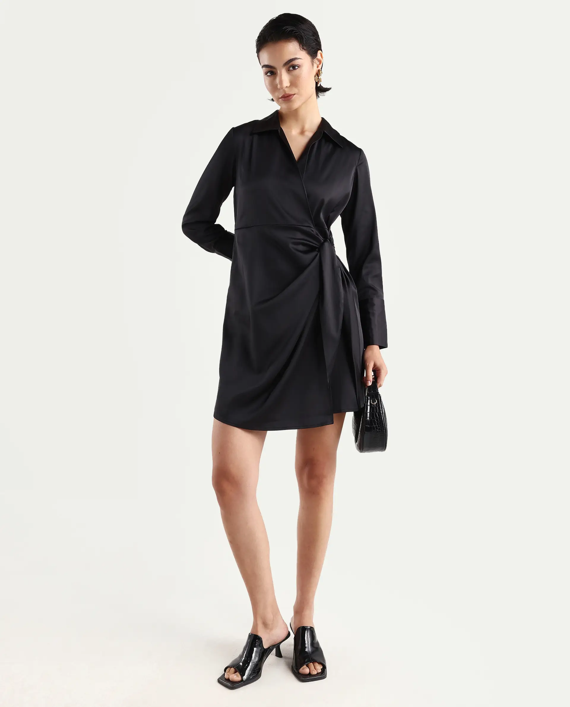 Rareism Women's Avipal Black Polyester Striaght Mini Dress - Image 2