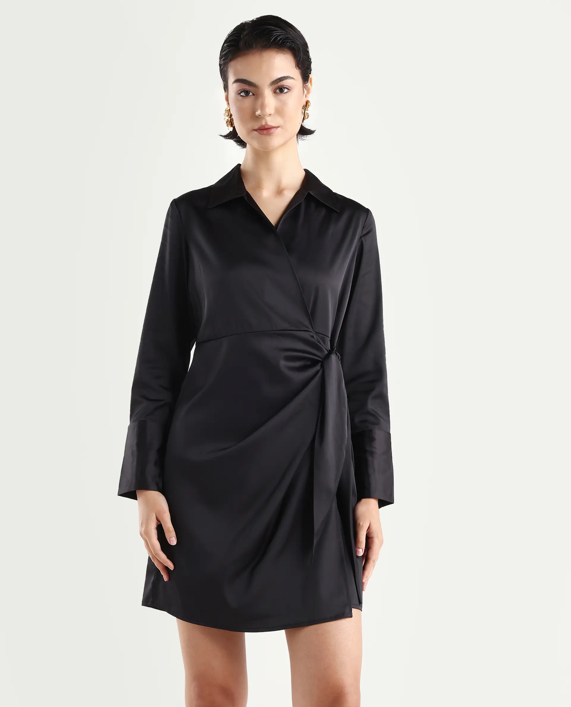 Rareism Women's Avipal Black Polyester Striaght Mini Dress - Image 3