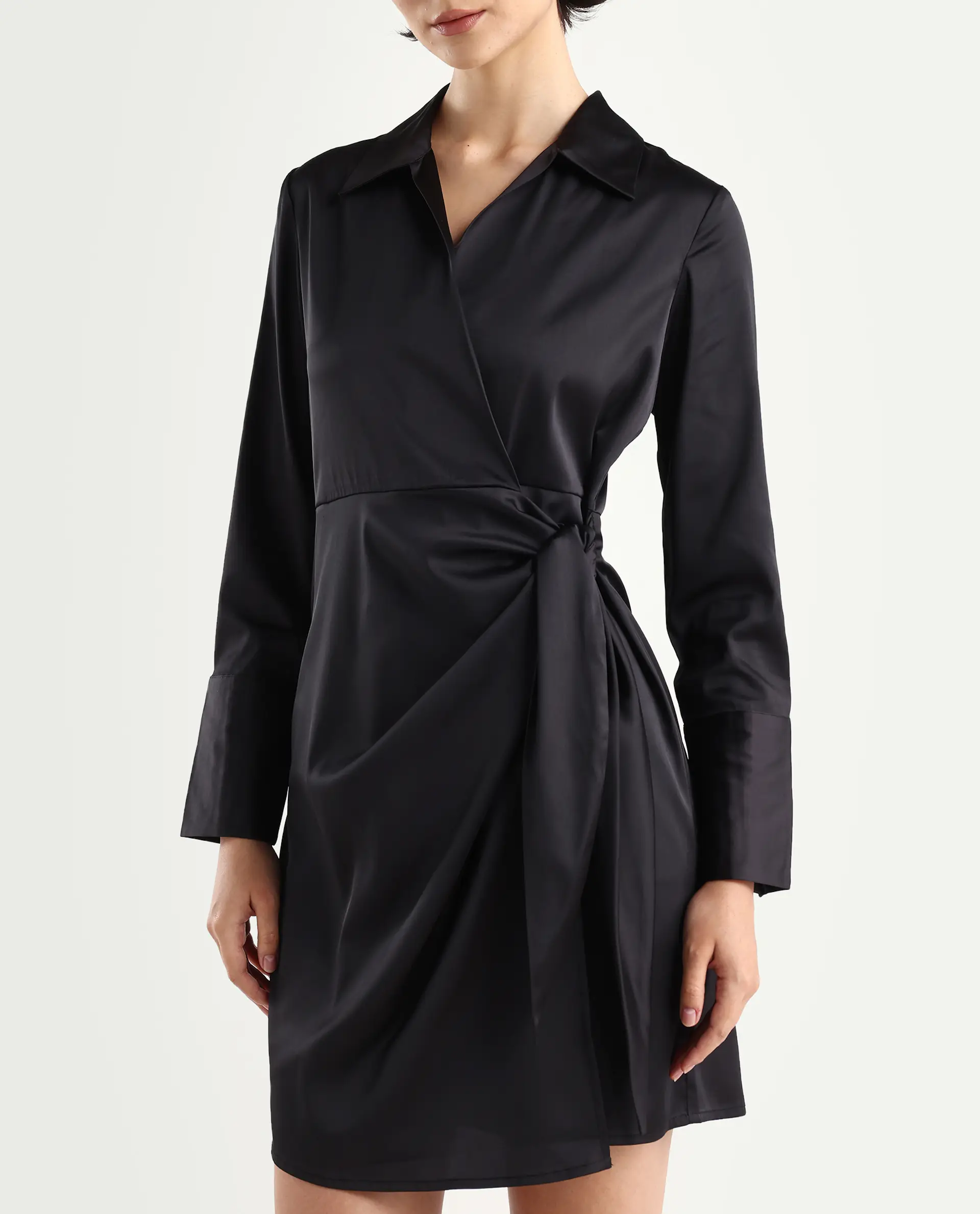 Rareism Women's Avipal Black Polyester Striaght Mini Dress - Image 4