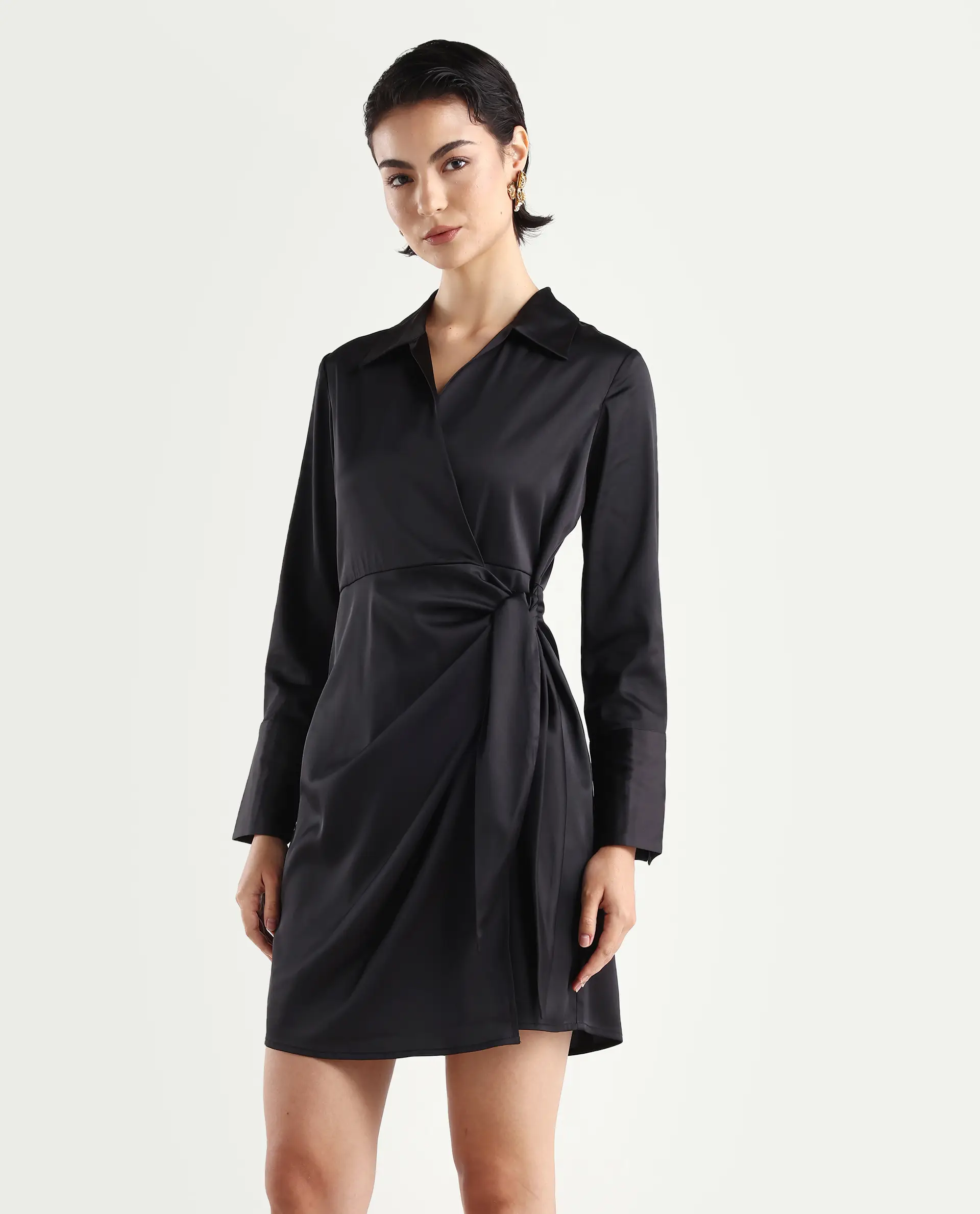 Rareism Women's Avipal Black Polyester Striaght Mini Dress - Image 5