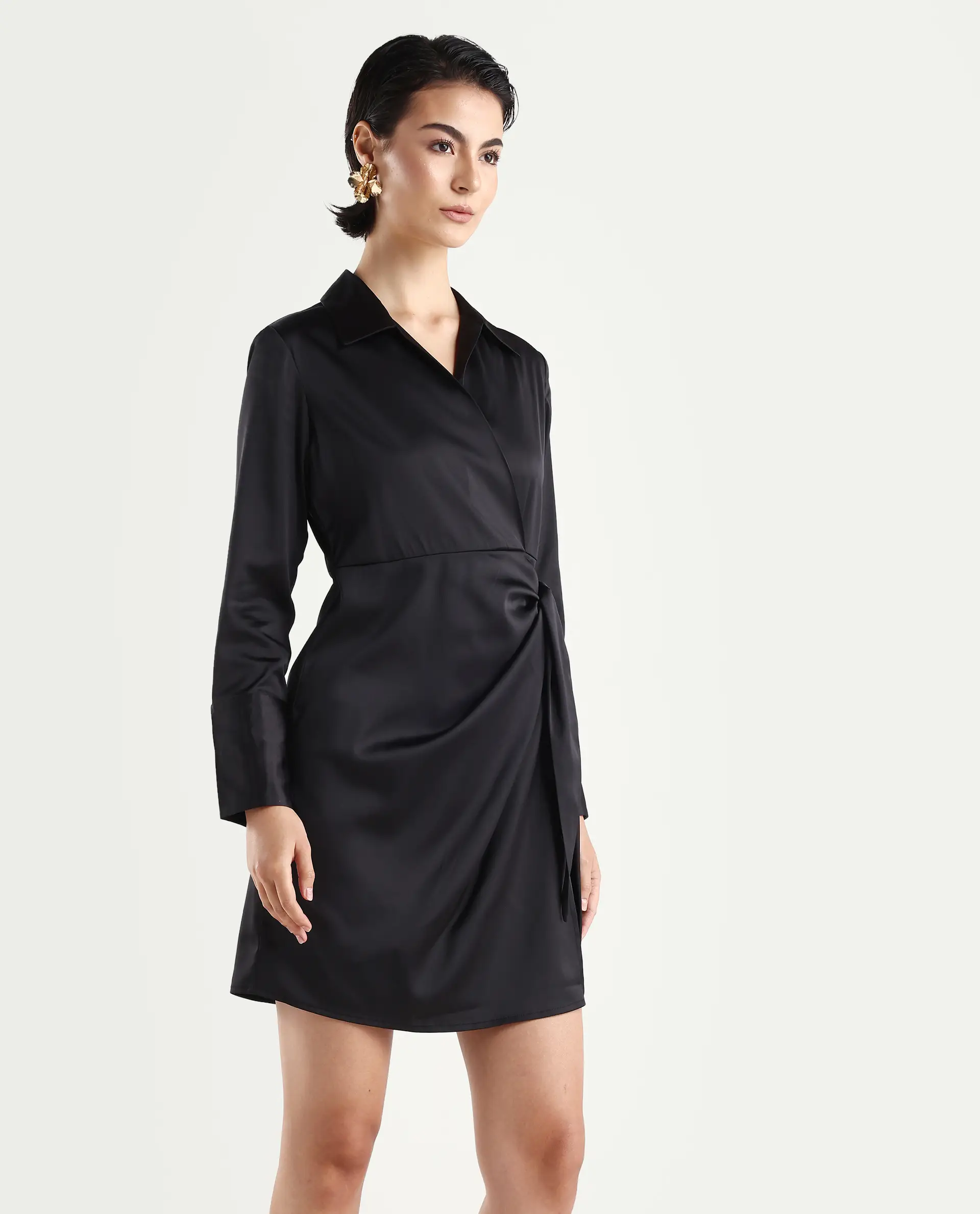 Rareism Women's Avipal Black Polyester Striaght Mini Dress - Image 6