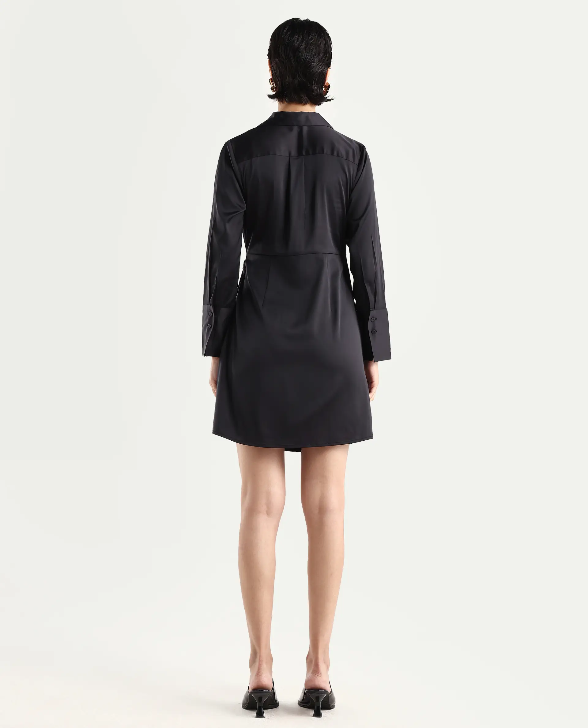 Rareism Women's Avipal Black Polyester Striaght Mini Dress - Image 7