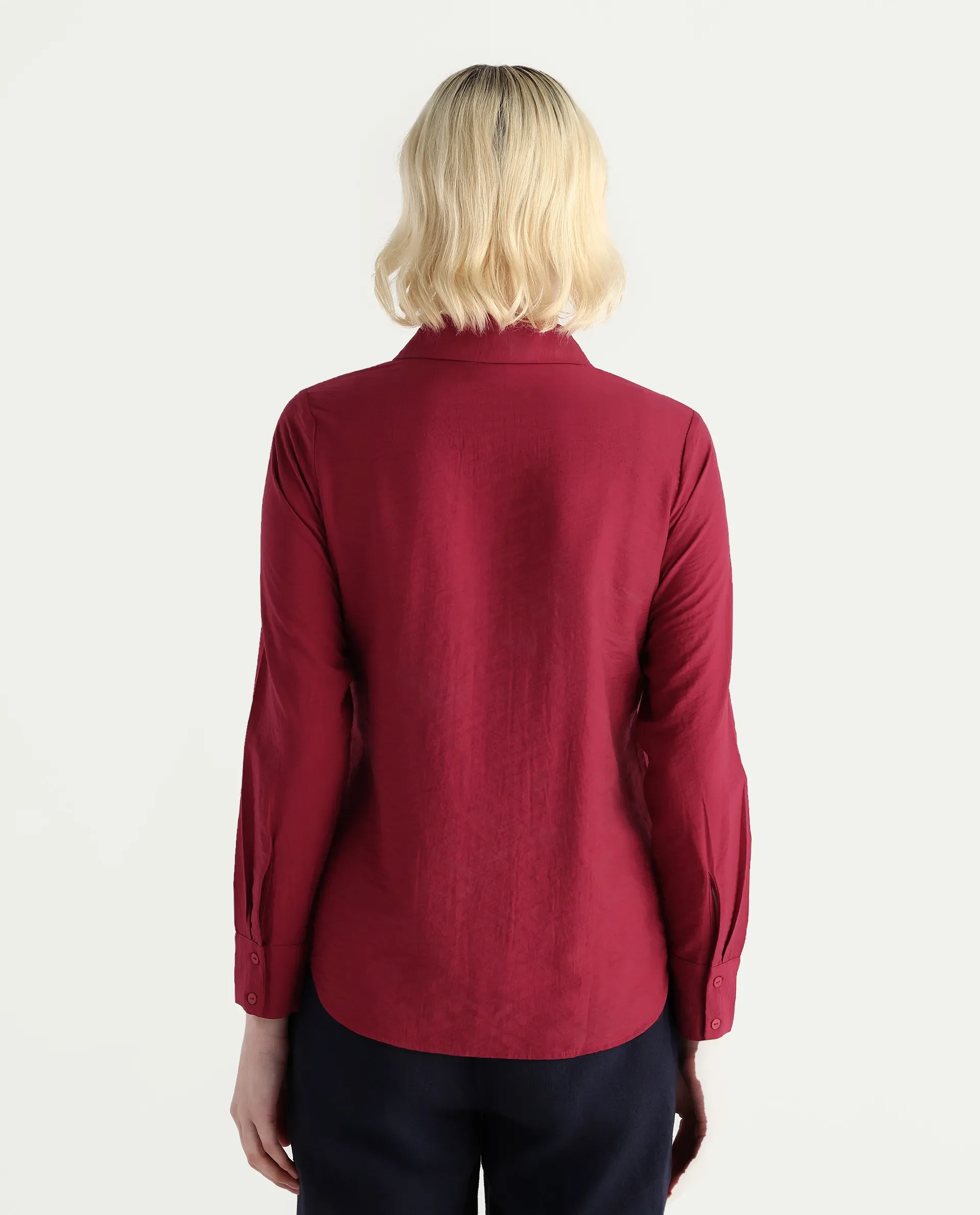 Rareism Women's Avira Red Nylon Blend Spread Collar Regular Fit Shirt - Image 7