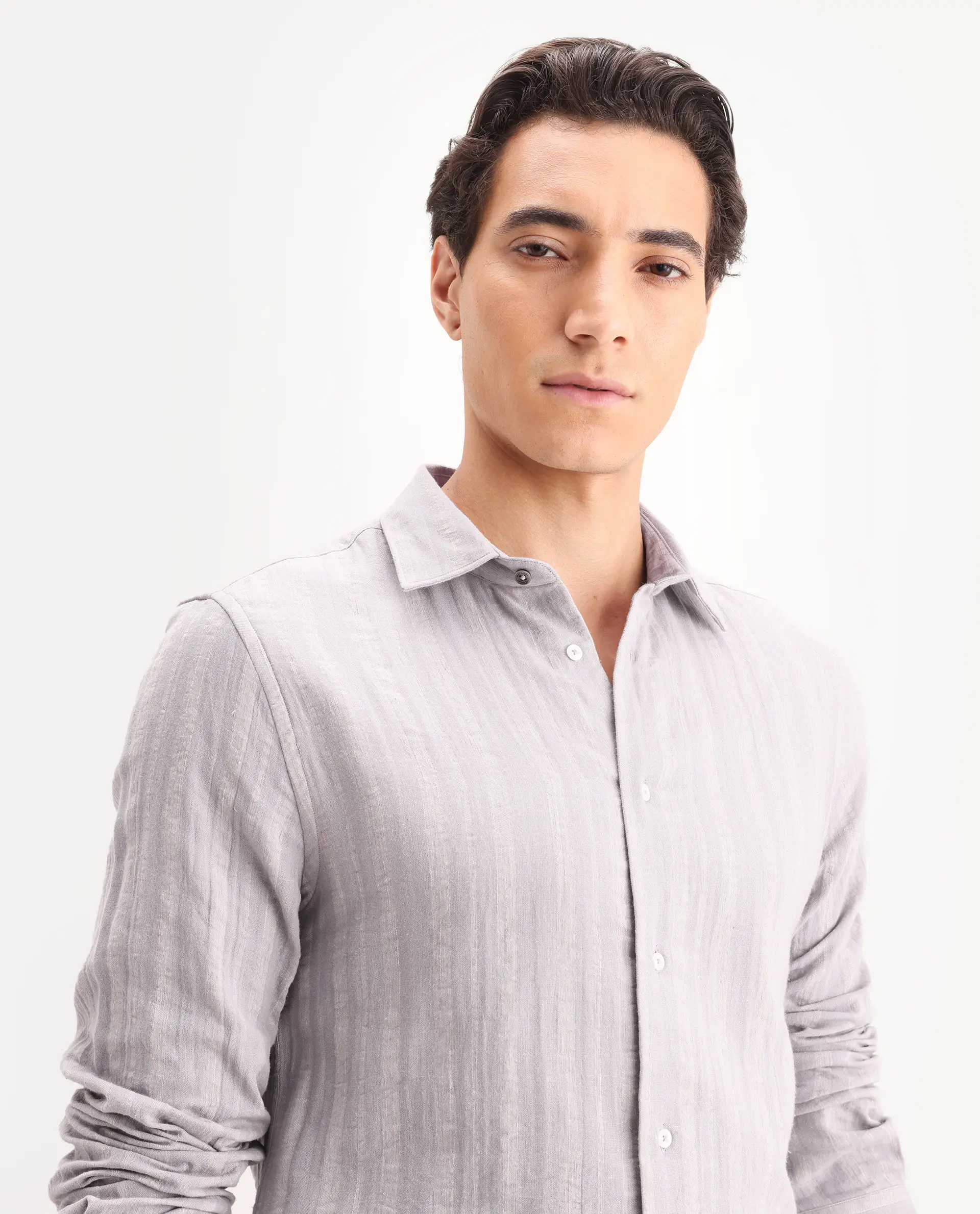 Rare Rabbit Men's Avno Dusky Purple Cotton Fabric Full Sleeve Spread Collar Regular Fit Striped Shirt - Image 3