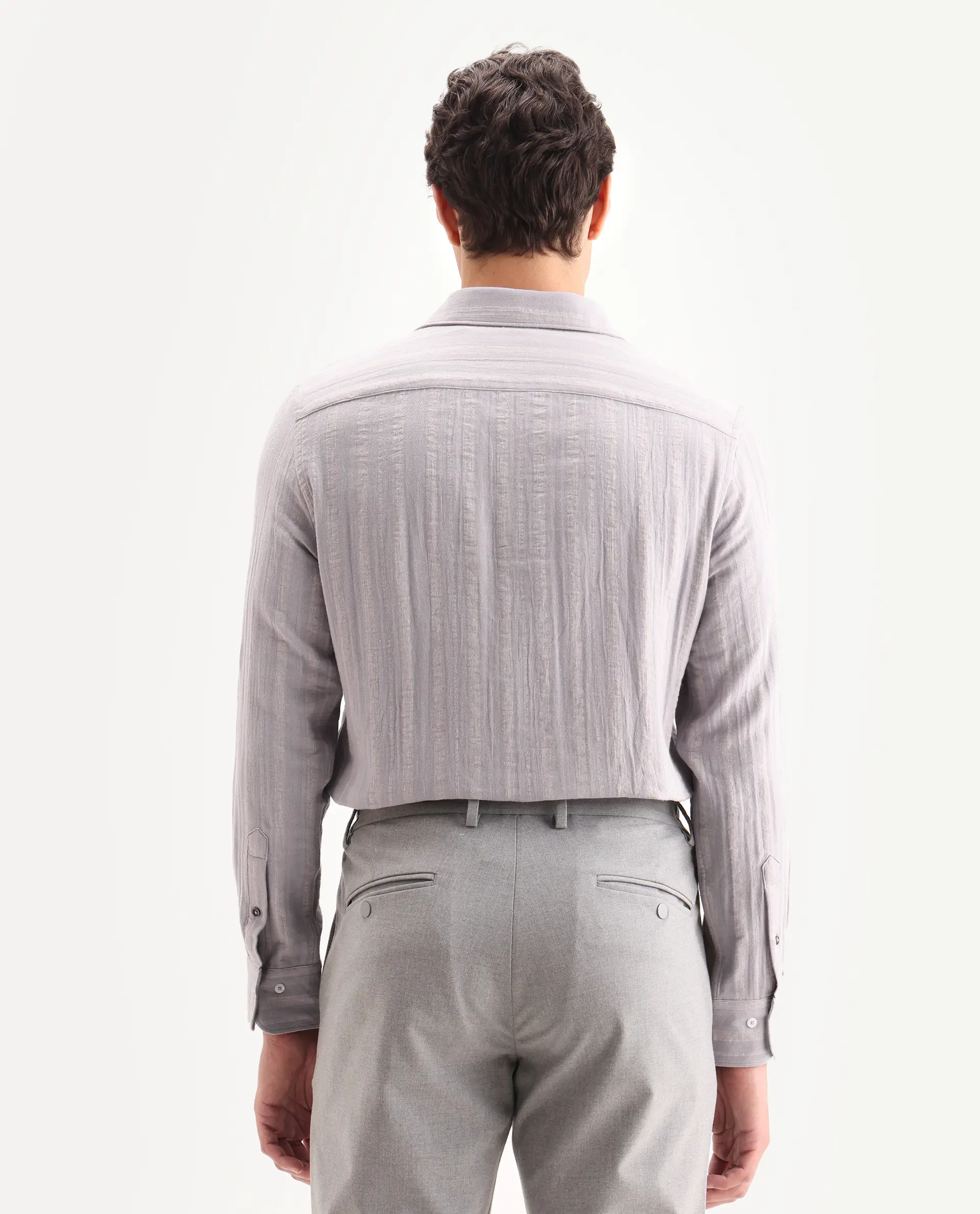 Rare Rabbit Men's Avno Dusky Purple Cotton Fabric Full Sleeve Spread Collar Regular Fit Striped Shirt - Image 7