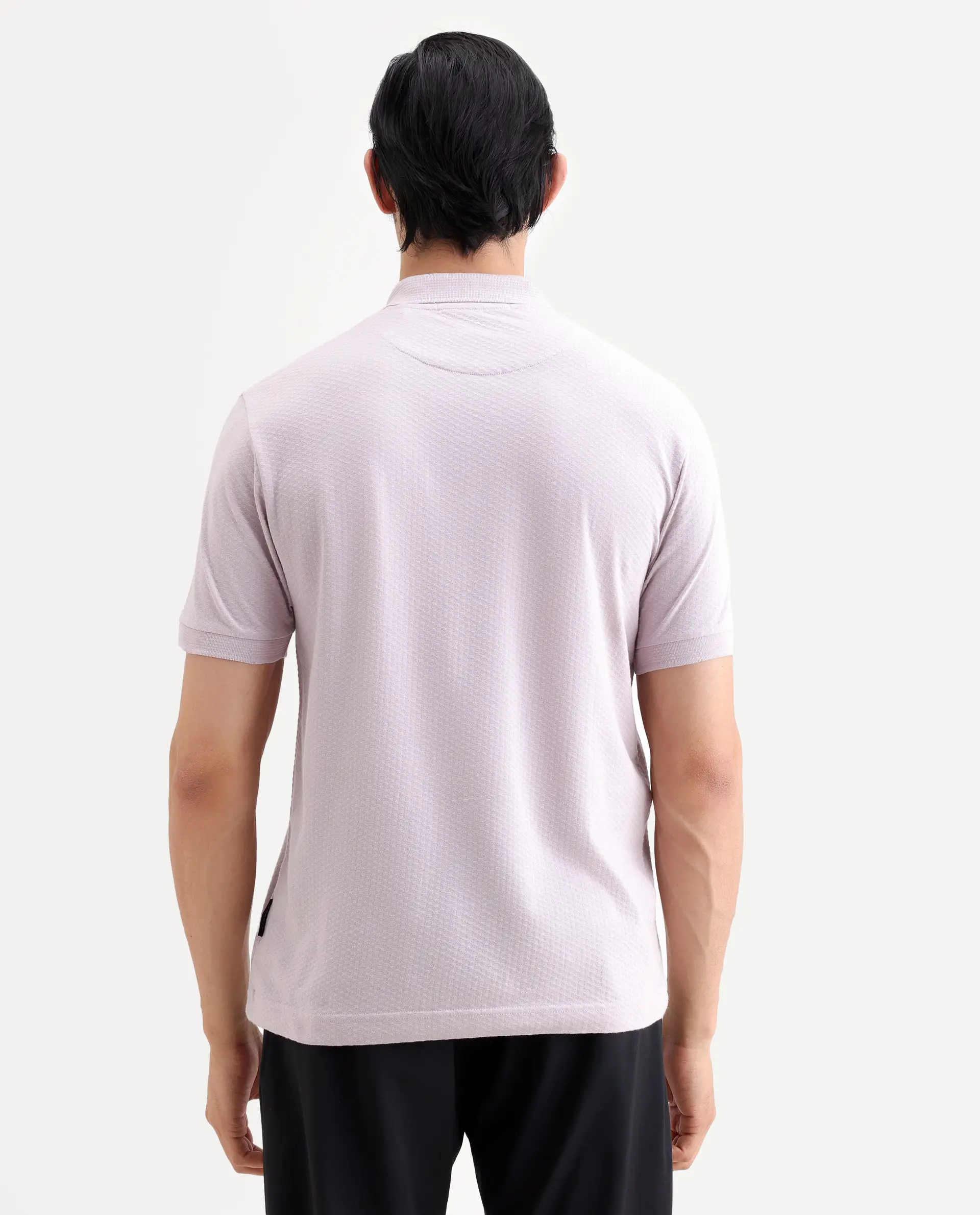 Rare Rabbit Men's Avo Pastel Purple Cotton Fabric Spread Collar Regular Fit Plain Polo - Image 7
