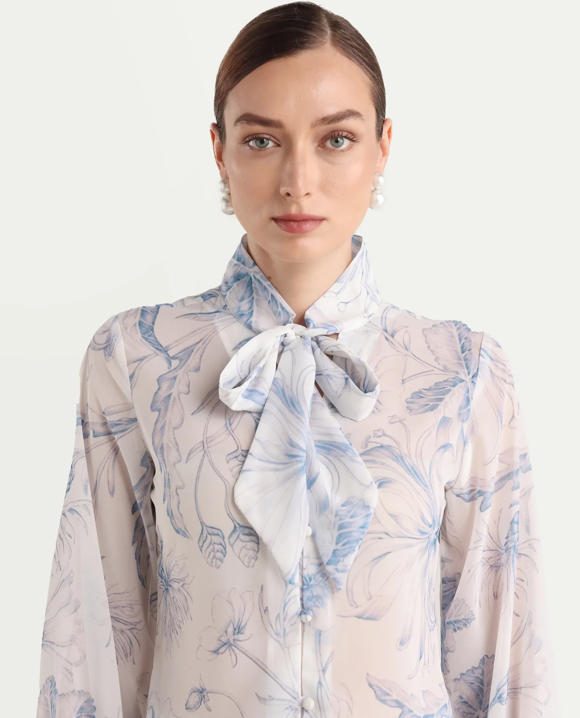 Rareism Women's Avoi White Polyester Tie-Up Regular Floral Print Top - Image 4
