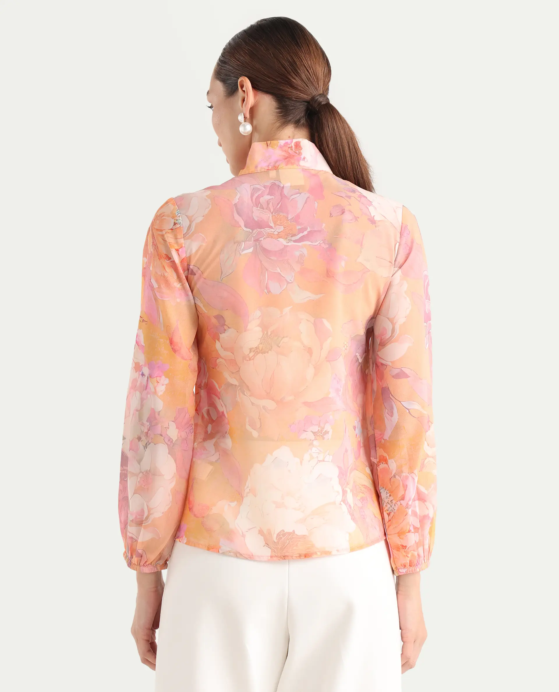 Rareism Women's Avoin Light Multi Polyester Tie-Up Regular Floral Print Top - Image 8